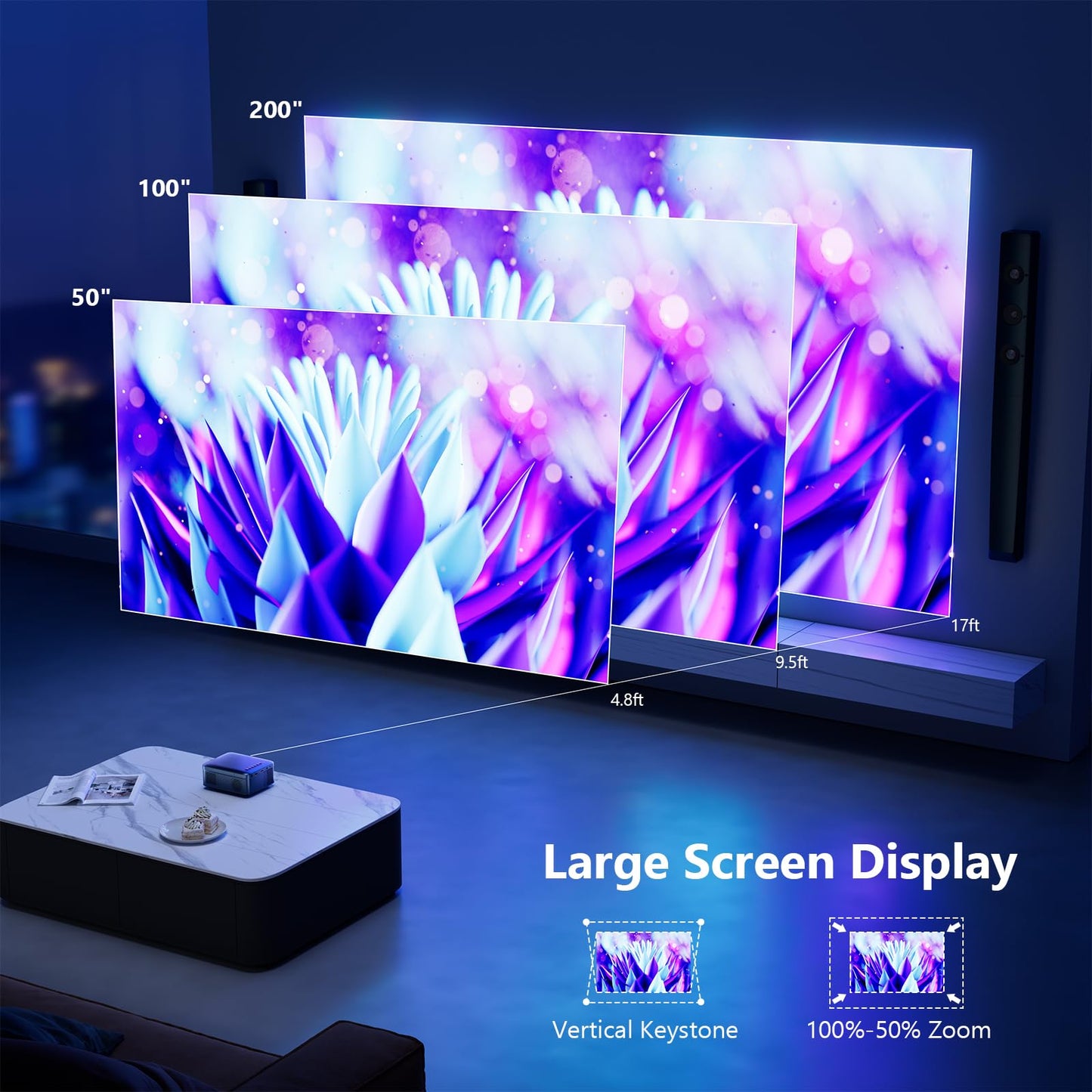 vamvo Mini Projector WiFi Portable Movie Projectors, Outdoor Projector with Stylish streamlined Design, Smartphones and Tablets Can Easy Connection to Video Projectors