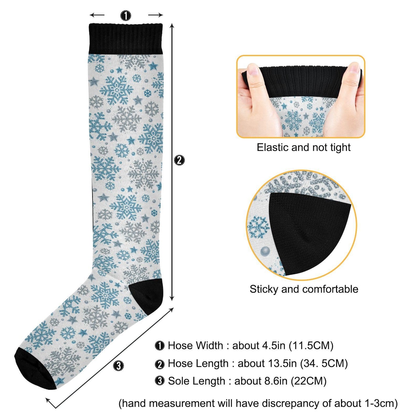 Blue Snowflakes Compression Socks for Women and Men Circulation Winter Long Socks for Athletic Running 1