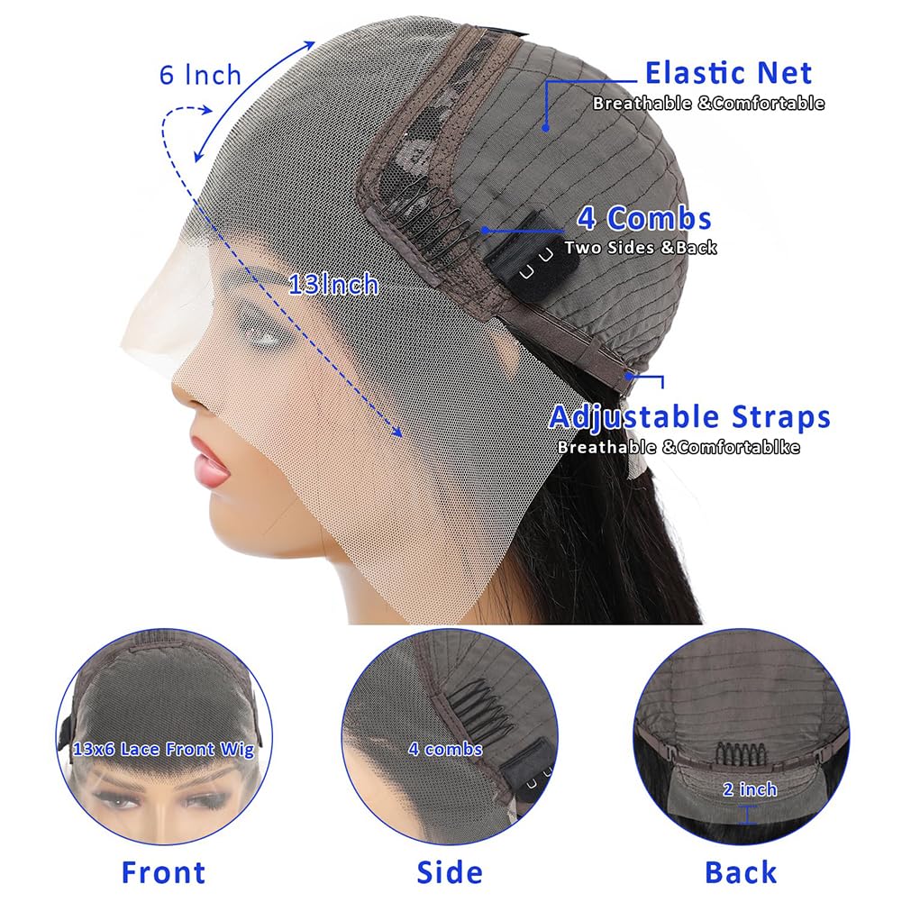 13x6 Body Wave Lace Front Wigs Human Hair for Women 13x6 HD Lace Front Wigs Human Hair Pre Plucked Bleached Knots With Baby Hair 180 Density Body Wave Frontal Wig 24 Inch