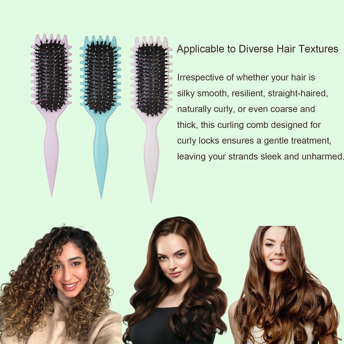 Cobsvika Curl Defining Brush-Curly Hair Brush Define Styling Brush for Curly Hair,Curl Brush for Curly Hair Wet,Shaping & Defining Curls for Women (Green)