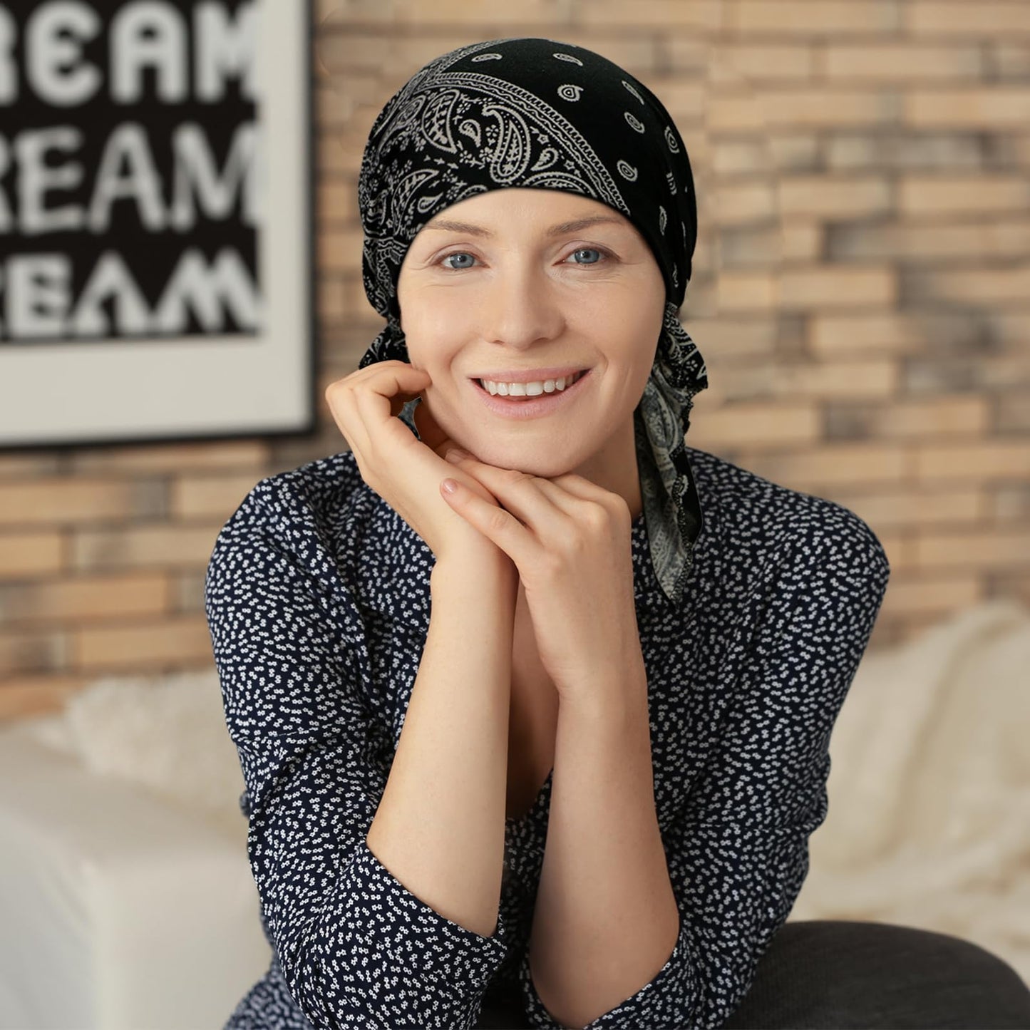 Oumrote 4 Pieces Soft Cotton Chemo Headwear for Women, Stretch Pre-Tied Chemo Head Scarves for Cancer