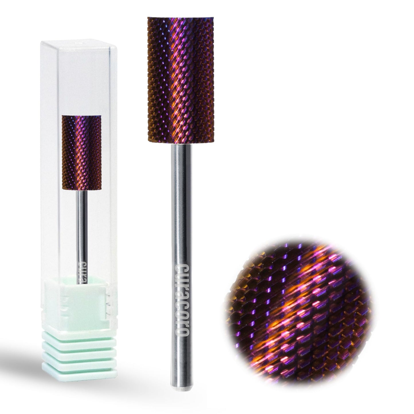Curacoro Nail Drill Bits 3/32'' - Safe Smooth Stop Large Barrel Carbide Bit (Fine), Gently Bits for Removal & Nail Enhancement, for Nail Beds, Nail Art Pedicure Manicure Salon & Home