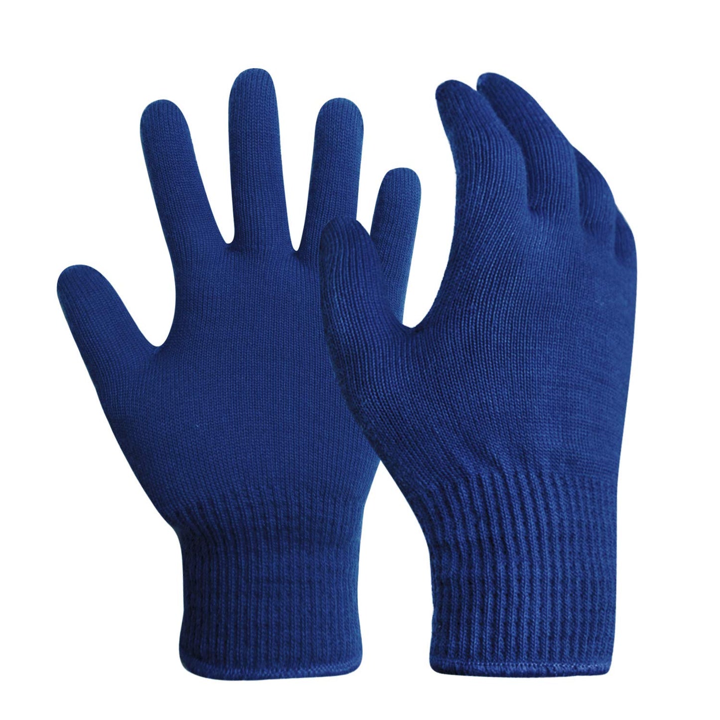 Evridwear Unisex Men Women Merino Wool String Knit Liner Gloves Provide Warmth Cool and Cold Seasons Skiing, Snowboarding, Cycling, Running, Climbing (Blue XL)