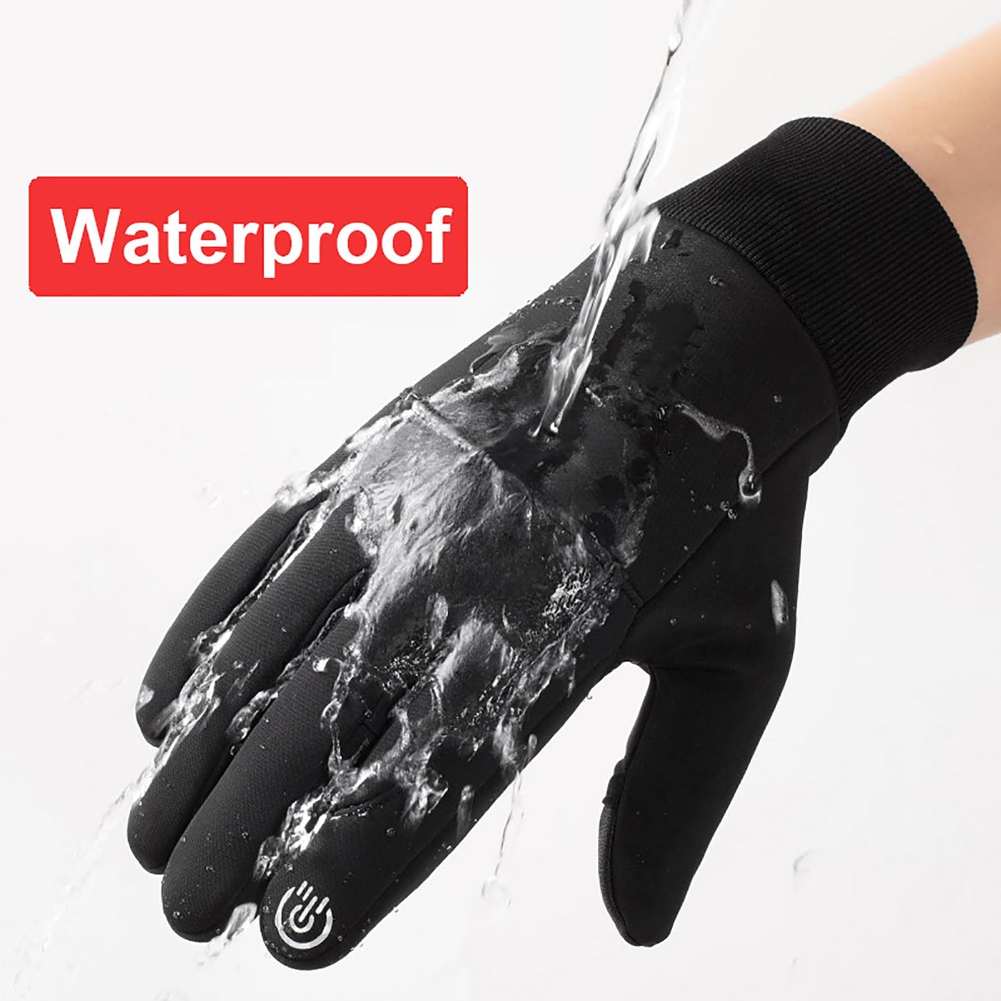 FunSpt Touchscreen Winter Gloves Cold Skiing Waterproof Warm Snow Gloves For Men And Women,Black M