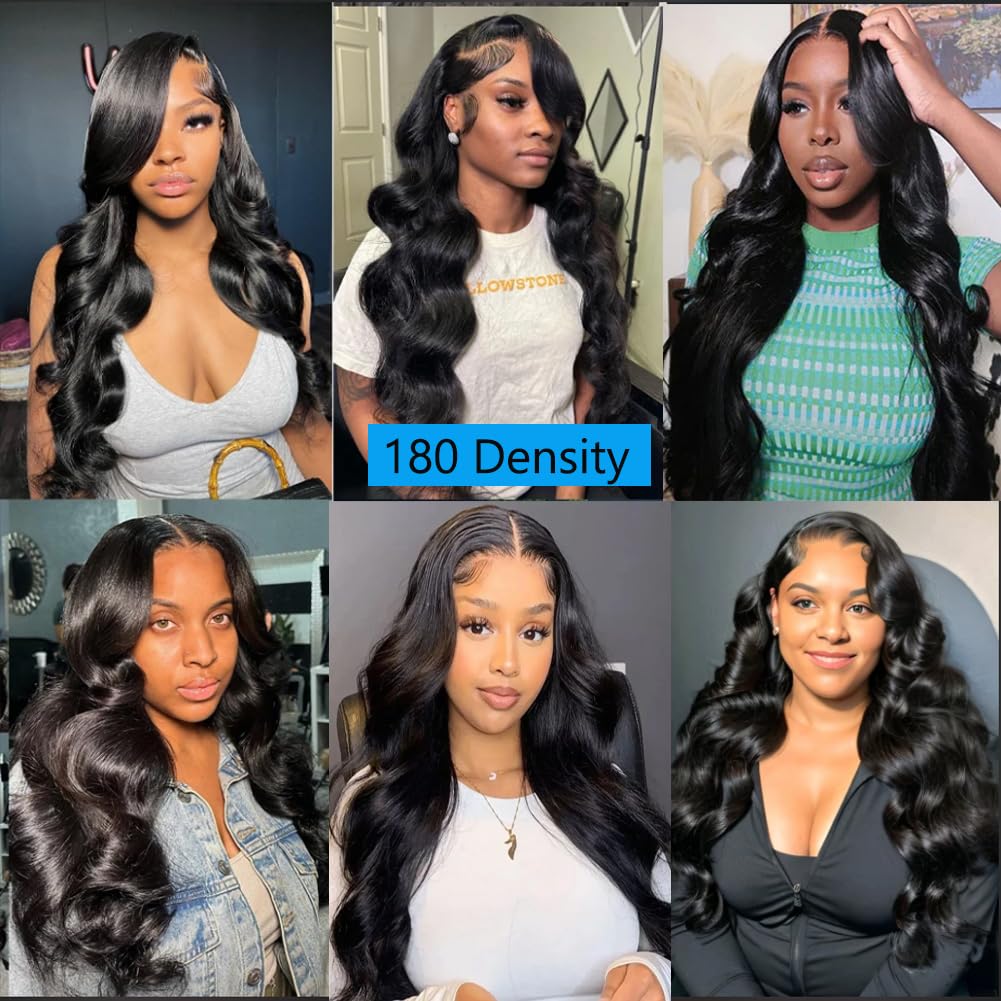 13x6 Body Wave Lace Front Wigs Human Hair for Women 13x6 HD Lace Front Wigs Human Hair Pre Plucked Bleached Knots With Baby Hair 180 Density Body Wave Frontal Wig 24 Inch