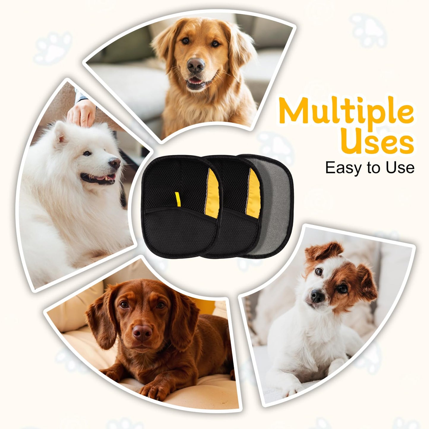 Electrostatic Gloves Pet Hair Removal,Pet Hair Removal Glove,Efficient Grooming Gloves for Pet Hair,Reusable Double Sided for Couch, Furniture,Carpet(A-3Pcs)