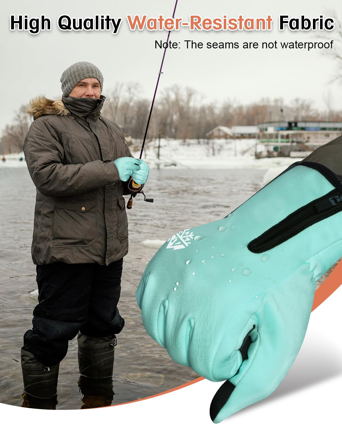 RIGWARL Winter Thermal Gloves Men and Women, Waterproof Gloves with Touchscreen Fingers, Gloves for Cold Weather with Adjustable Zippered Wrist for Walking The Dog Running Hiking Camping Cycling Work