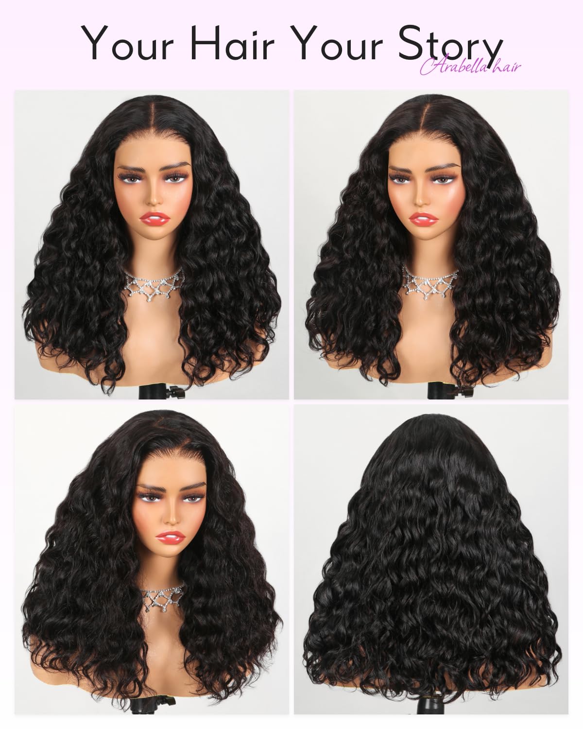 Arabella 5x6 Ready to Go Glueless Wigs Human Hair 230% Density Lace Front Wigs 12A Human Hair Pre Cut Lace Pre Plucked Bleached Knots Ocean Wave Wig Human hair (16inch, 5x6 Ocean Wave Wig)