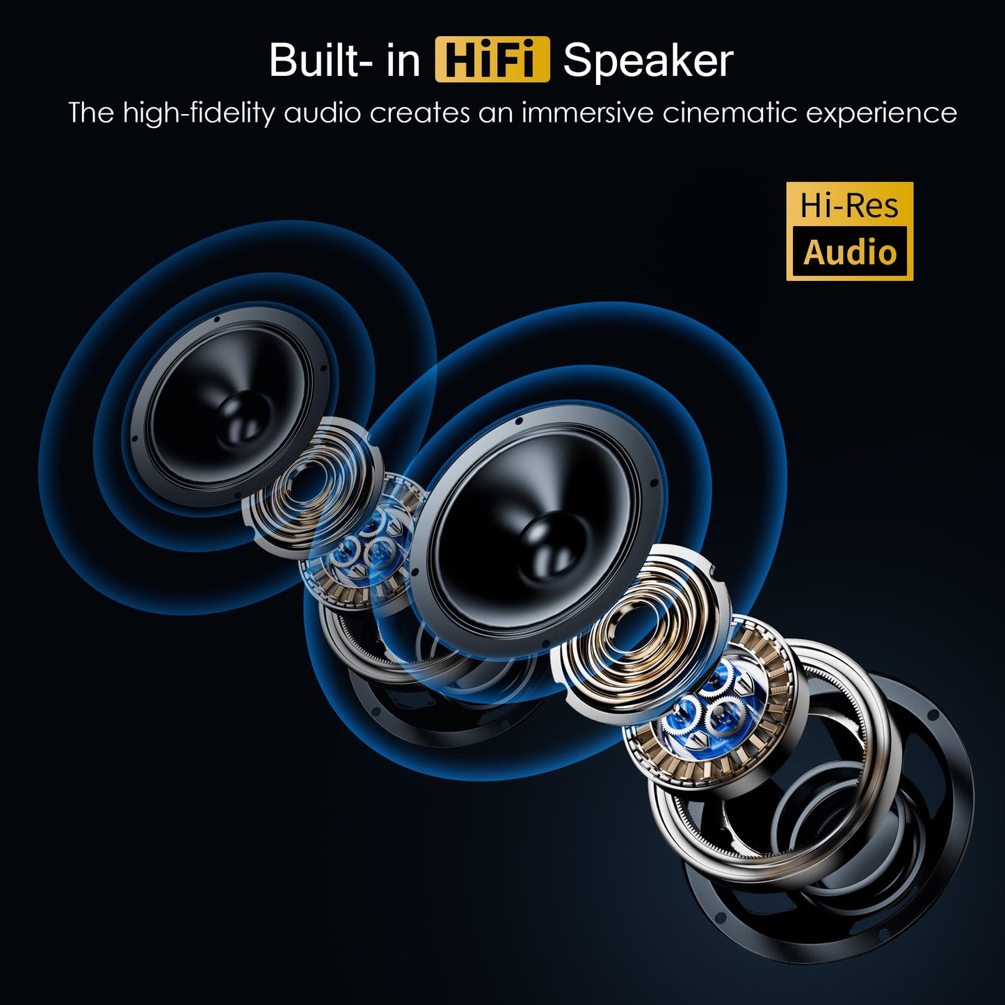 Mini Projector Portable Proyector 4K Support, Full HD 1080P Small Projector with 270° Rotatable Stand, Movie Projector Compatible with TV Stick/Smartphone/HDMI/USB for Bedroom/ Outdoor Camping