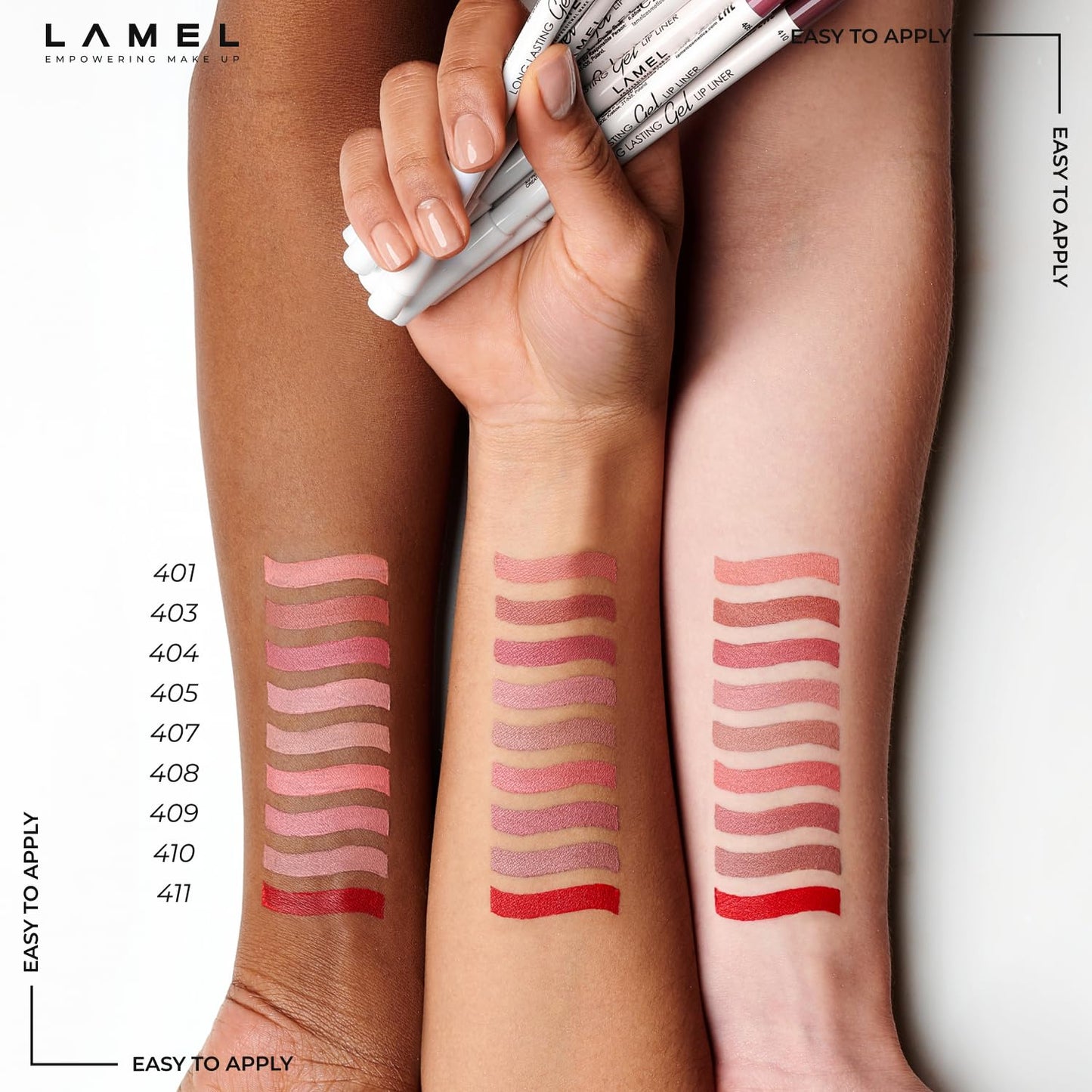 Lamel Matte Gel Lip Liner Pencil | Weightless & CreamyTexture - Sharpenable - Longwear & Waterproof - High Pigmented & Flawless Finish - Cruelty-free & Paraben-Free - 414, 1,7g/0.05oz. (Intense Brown)