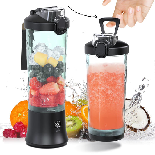 DENOKIN Portable Blender 20oz Vessel, Cordless Personal Size Blender for Shakes and Smoothies with 6 Blade Small Blender for Kitchen, Home, Travel