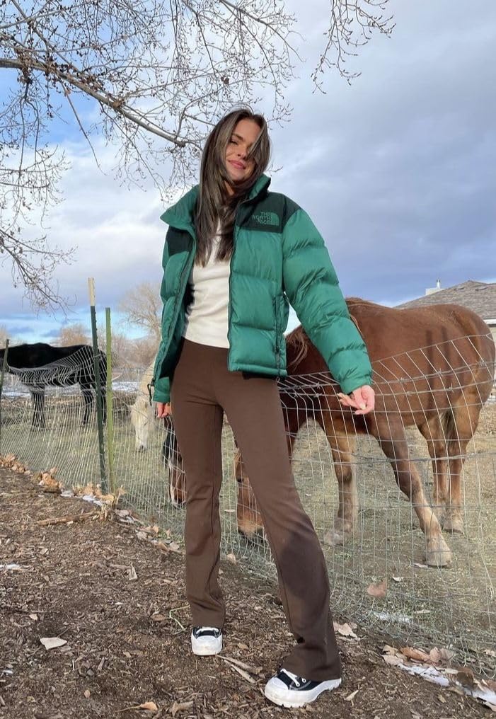 GROTEEN Fleece Lined Flare Leggigns for Women Bootcut Yoga Pants Thermal Bootleg Pants Winter Workout Flare Leggings