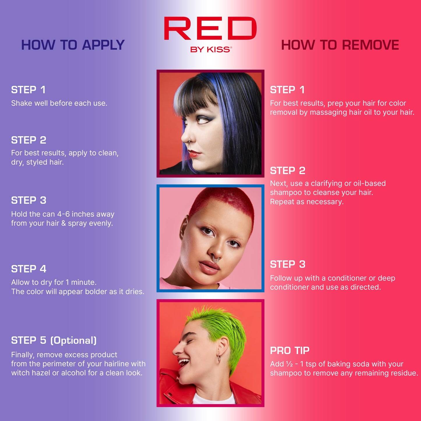 Red by Kiss Tintation Temporary Hair Color Spray 2.82oz, Quick-Dry & Smudge-Proof, Vivid Color Washable Hair Dye, Styling Spray Cosplay Halloween Birthday Party Festival (Vivid Violet)