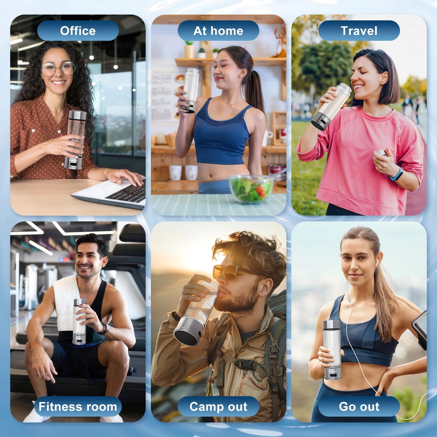 Hydrogen Water Bottle 1500PPB Portable Hydrogen Water Bottle Generator Glass, Hydrogen Rich Water Dispenser with SPE & PEM Technology, for Home Office Fitness Travel Outdoor Sports (Silvery)