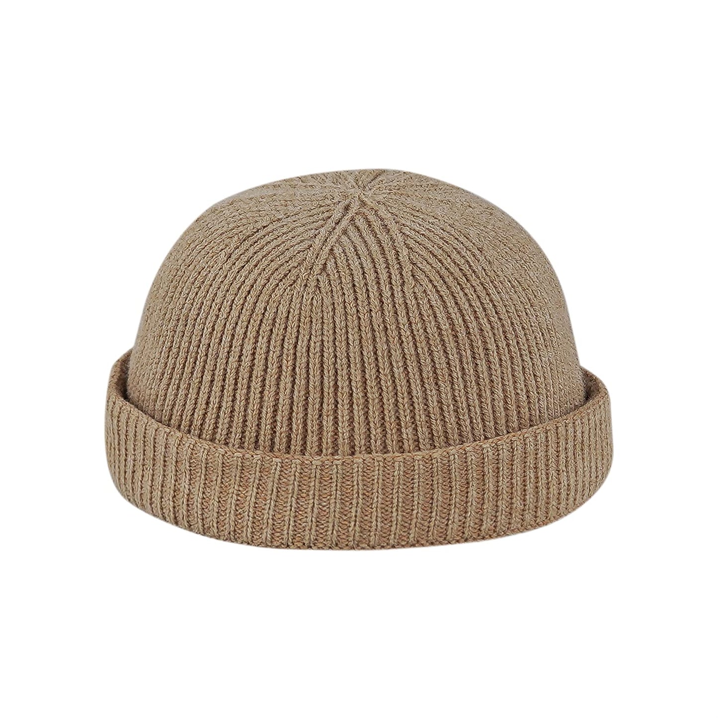 Croogo Docker Hats Round Beanie Hat Casual Lovers Visor-Less Sailor Skullcap Fashion Men's Landlord Hat Winter Hat,Khaki-CT47