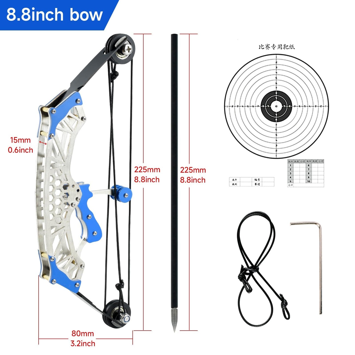 Mini Archery Bow Set Right Hand Mini Compound Bow Mini Hunting Bow Metal Material Catapult RH/LH for Hunting Shooting Practice Archery Entertainment Fun Hexagonal Black Wheel Style