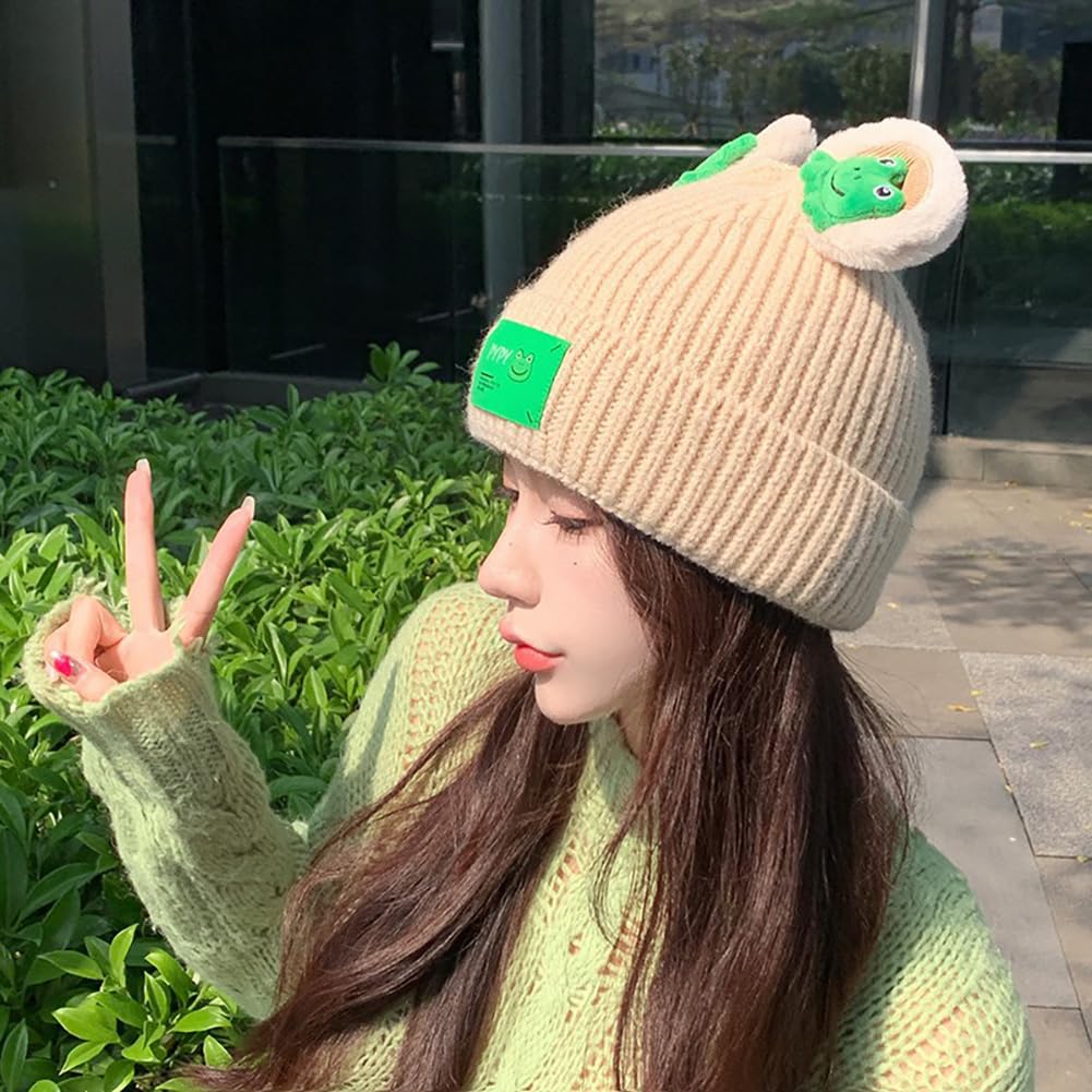 Knit Frog Hat Winter Hats Warm Winter Hats for Women Cute Animal Skull Hat Cap Slouchy Beanie Cap Beanies Women 2023 Green