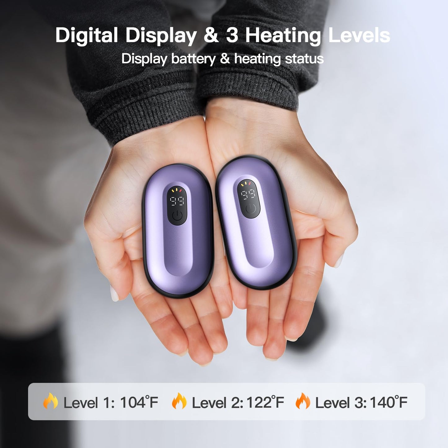 coldSky Hand Warmers Rechargeable 2 Pack, Magnetic Electric Hand Warmer with Digital Display, Reusable Handwarmers Heat Up to 140℉, Portable Pocket Heater Warm Gift for Outdoors, Camping, Hunting
