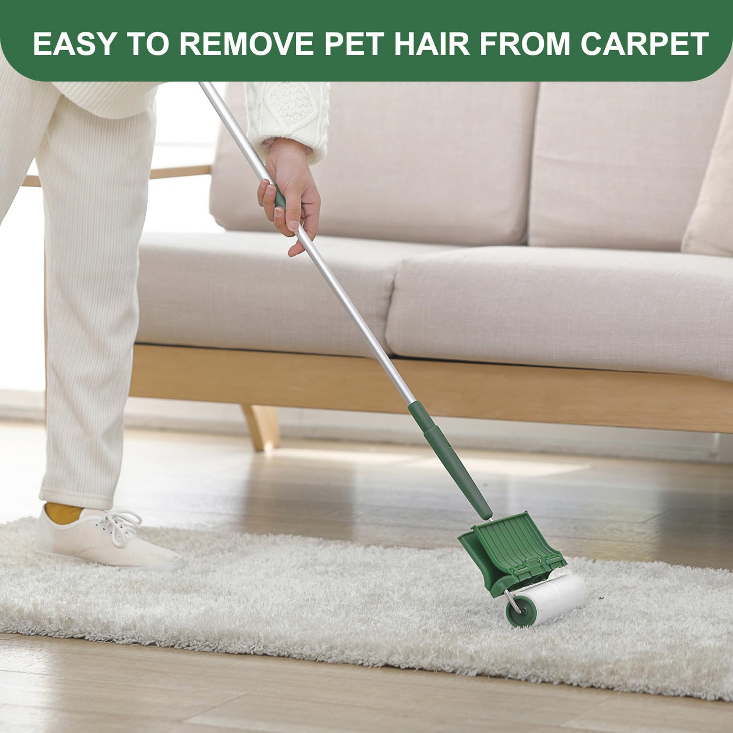 Fedicelly Large Lint Rollers Pet Hair Extra Sticky Floor, Cat Dog Hair Remover Laundry Clothes Carpet Furniture,6.3 inches Wider with 320 Sheets Giant Lint Remover Brush for Couch with Long Handle