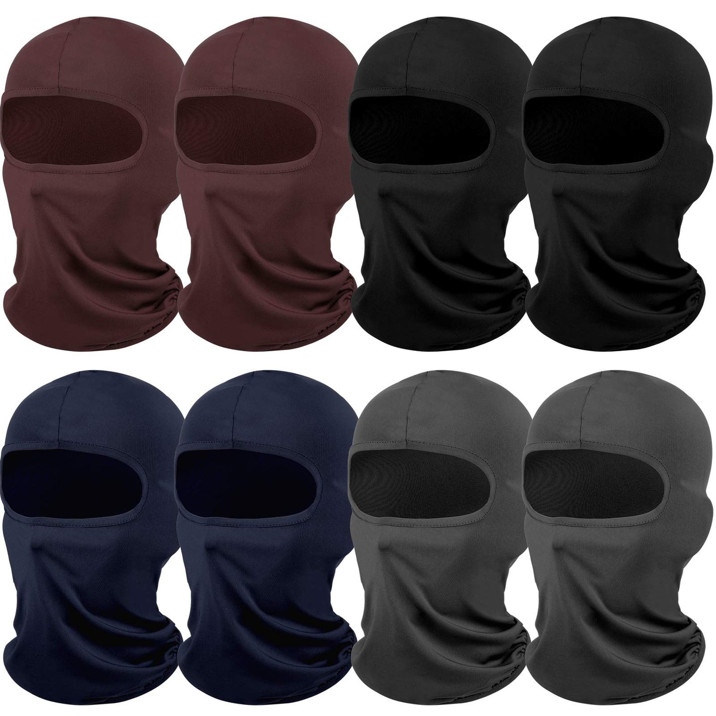 SATINIOR 8 Pcs Ski Mask Cover Full Face Mask Balaclava Winter Face Covering Thermal Breathable UV Protection Women Men(Dark Colors)