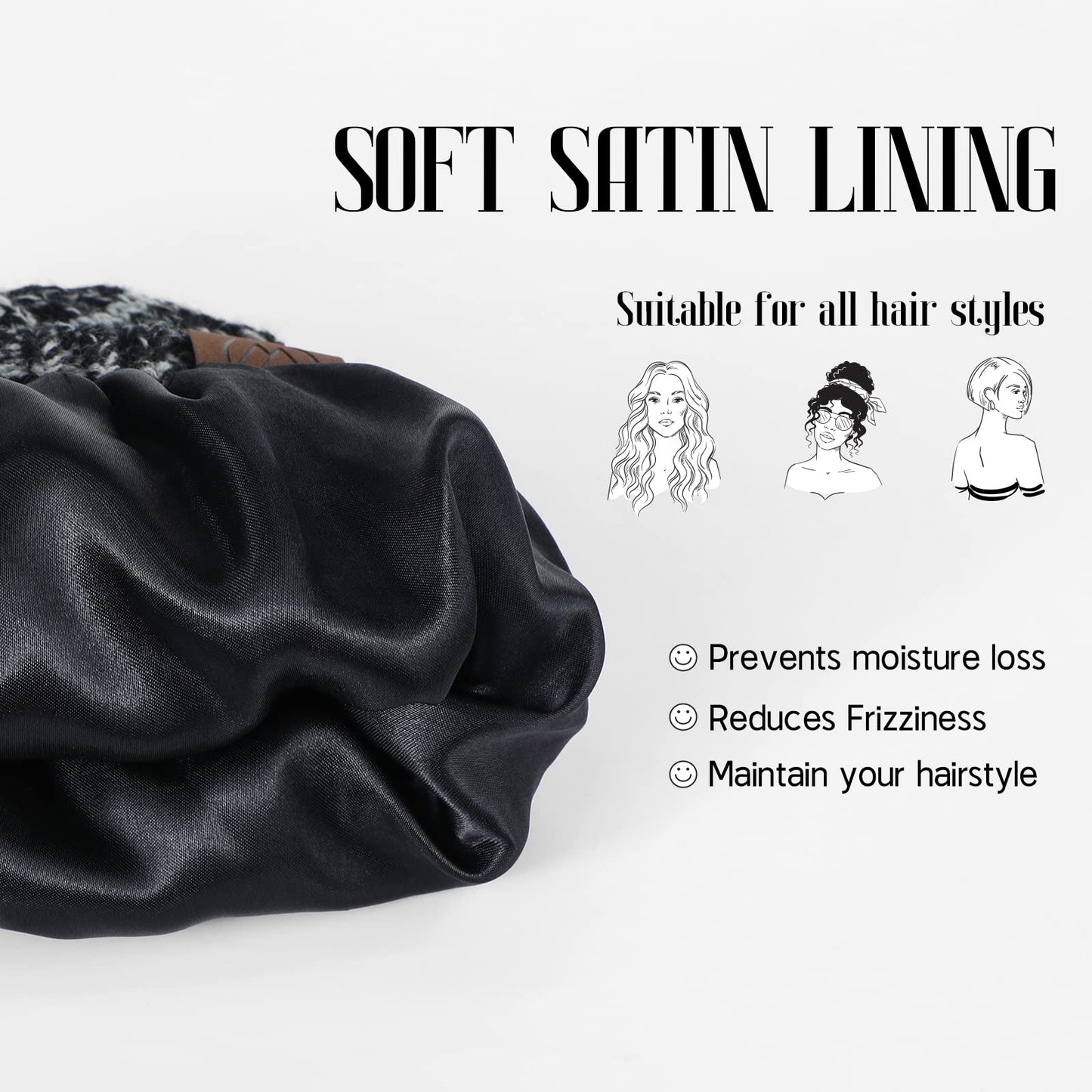 American Trends Beanies Women Winter Hats for Women Satin Lined Slouchy Beanie with Pom Pom Winter Warm Cable Knit Snow Ski Hat Burgundy