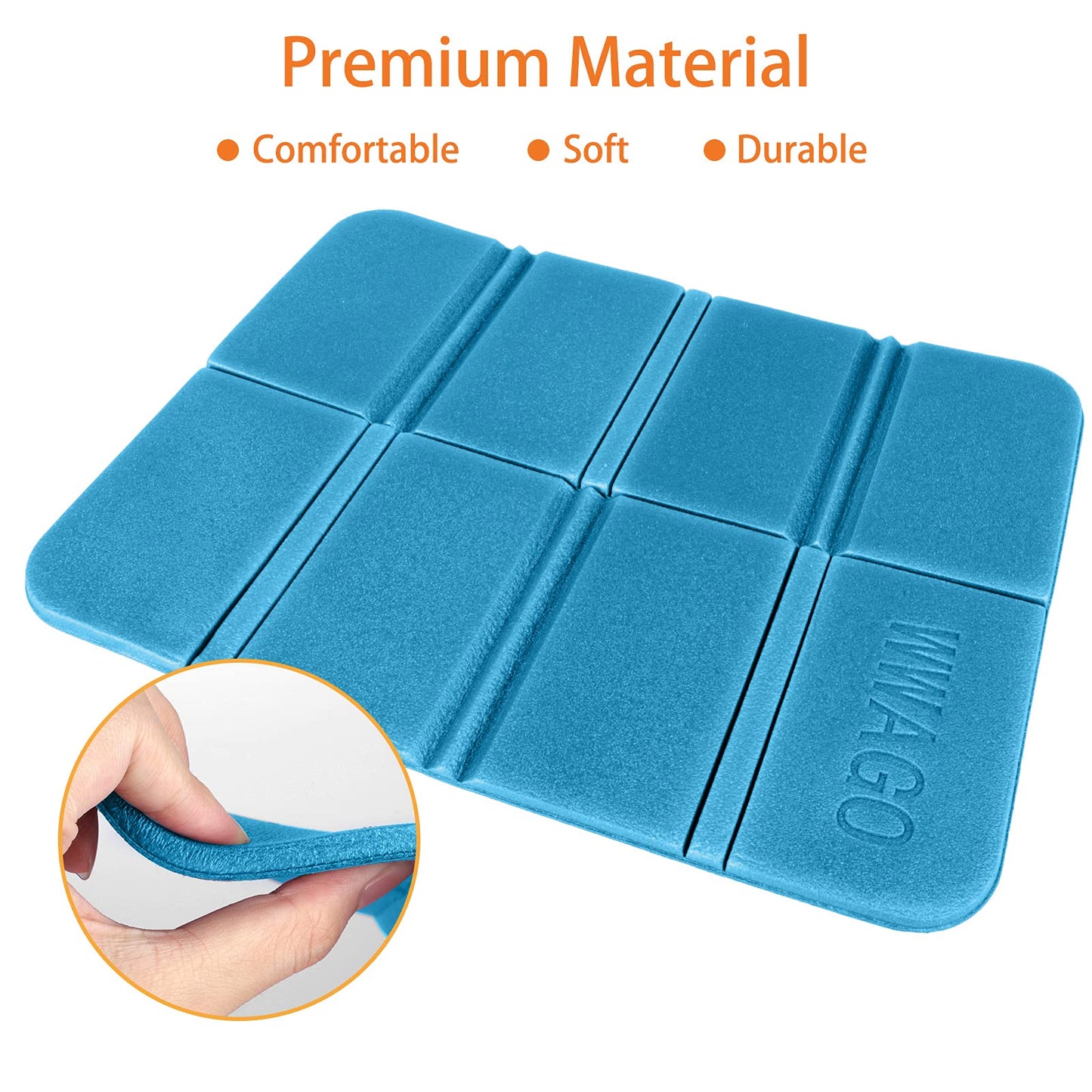 EEEKit Foldable Seat Cushion, 4 Pack Waterproof EVA Sitting Pads for Winter Outdoor Sports, 15x11 Inch Compact and Portable Backpacking Mats