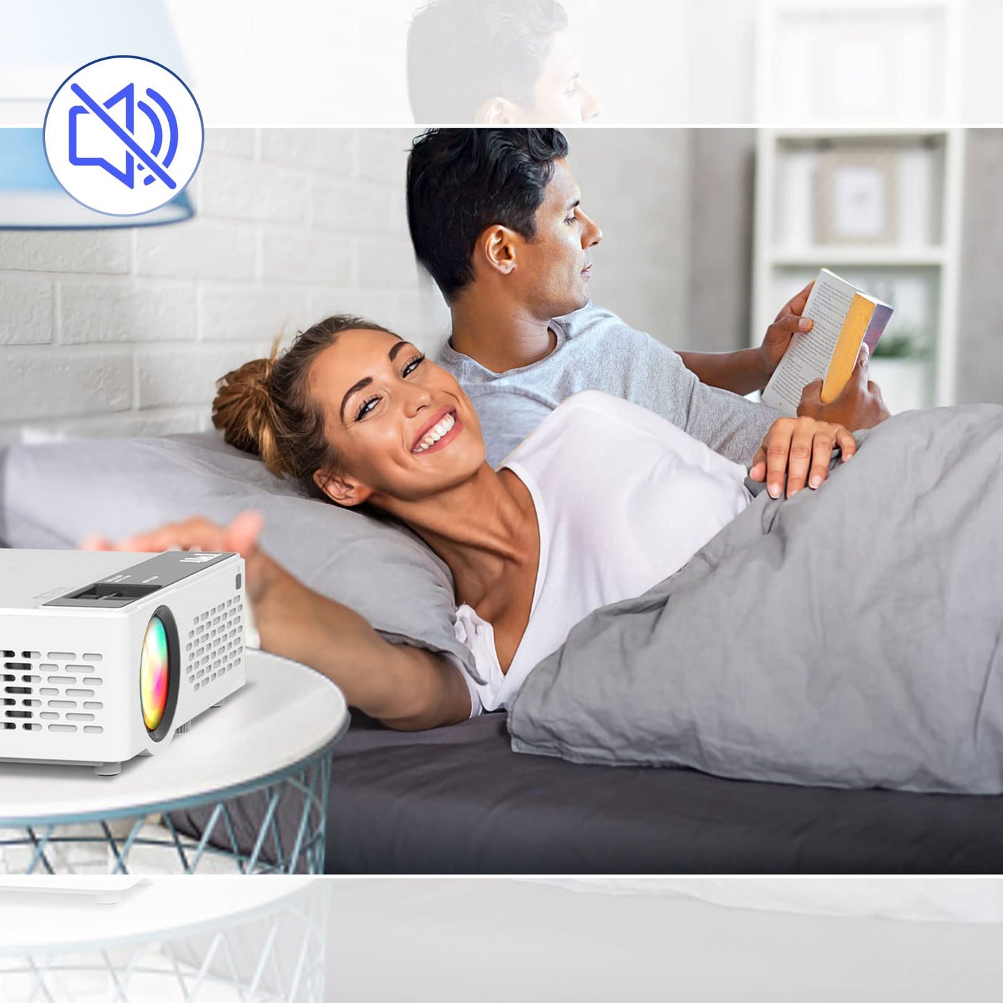 Mini Projector, 1080P Full HD Supported, Portable Movie Home Theater Projector Compatible with TV Stick Smartphone & Tablet PC HDMI USB AV TF