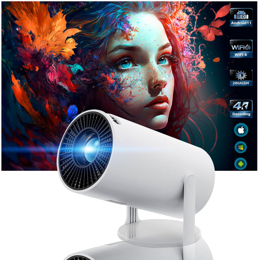 Mini Projector with Wifi and Bluetooth Proyector Portátil 4k with Android 11 180 °Adjustable、 Keystone Correction,Phone Projector is Suitable for Smart Projector used on wall, room, bedroom, outdoor