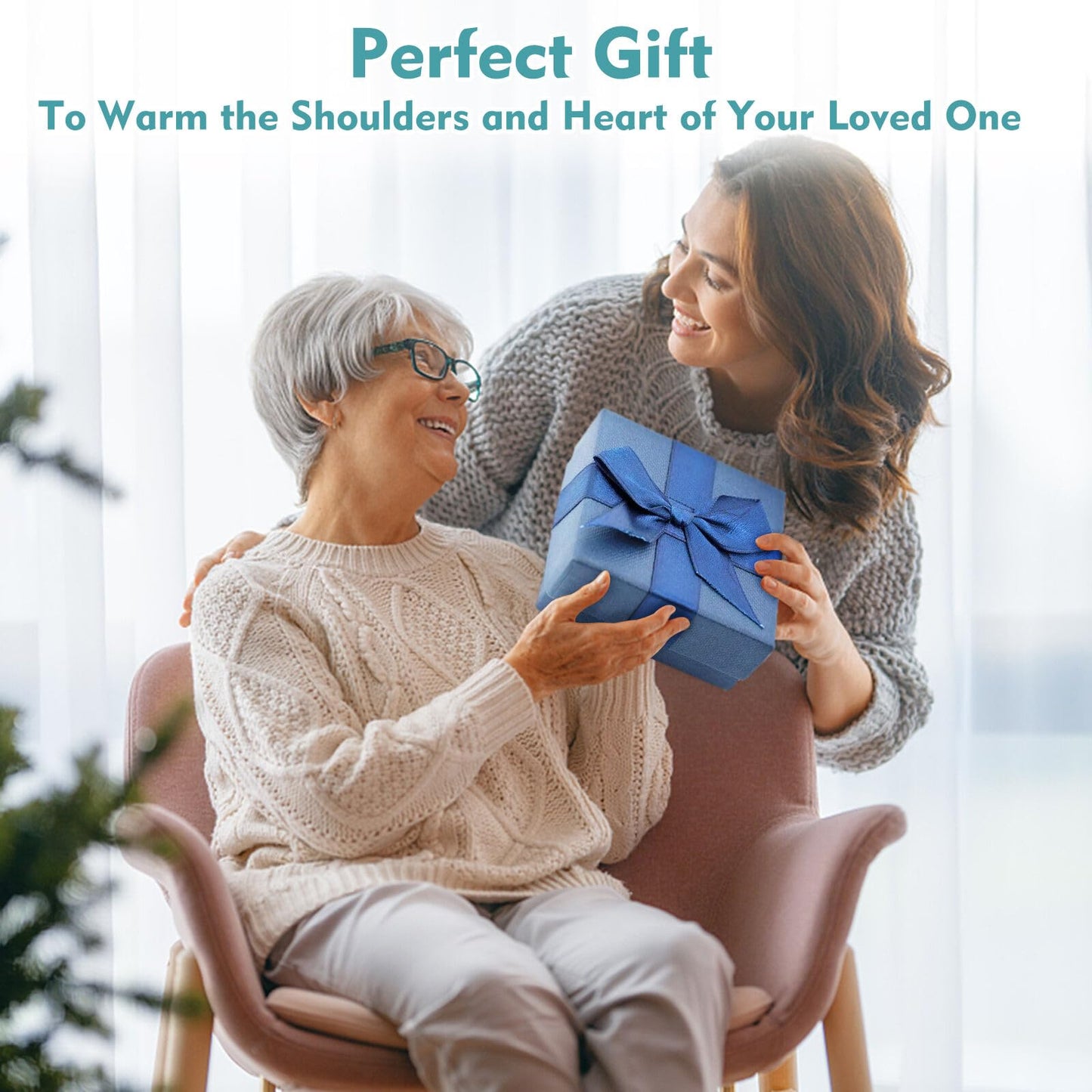 Aqziill Heating Pad for Neck and Shoulders Weighted for Pain Relief, Shoulder Heating Pads Electric Heated Neck Wrap, Gifts for Women Mom Men Dad Christmas, 6 Heat Settings, 4 Auto-Off