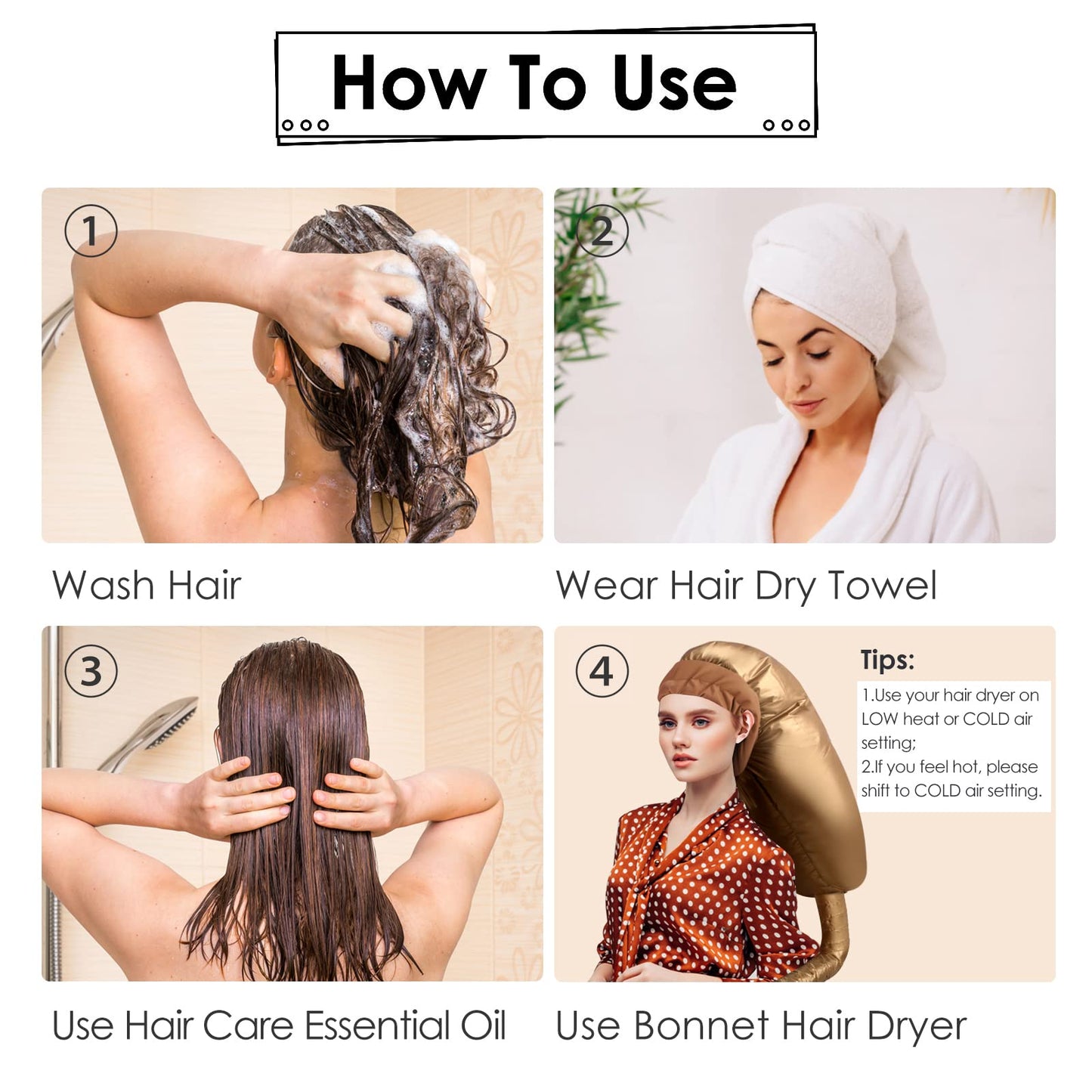 TEPENAR Bonnet Hair Dryer Attachment: Upgraded Extra Large Adjustable Hair Dryer Cap - Easy to Use for Natural Curly Textured Hair Care Styling Fast Drying - Gold