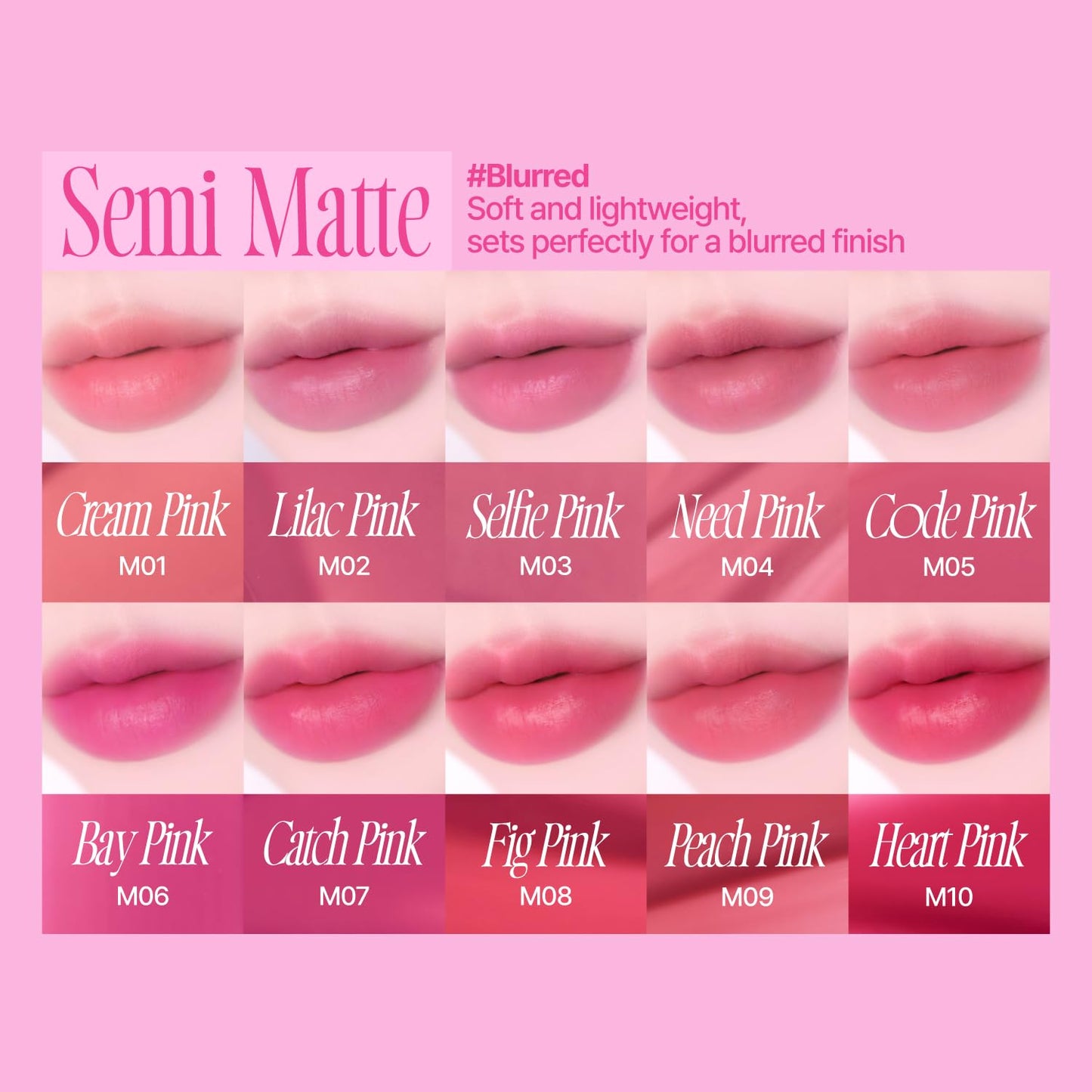 fwee Pink Obsession Stay-Fit Lip Tint | M09 Peach Pink | Weightless & Layerable Tint for Smudge-proof, Long-lasting Wear | Soft Blur Finish or Vibrant Flush | 3.8g