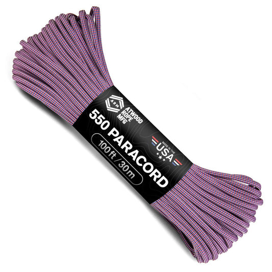 Atwood Rope MFG Color Changing 550 Paracord 100 Feet 7-Strand Core Nylon Parachute Cord Outside Survival Gear Made in USA | Lanyards, Bracelets, Handle Wraps, Keychain (Shiver)