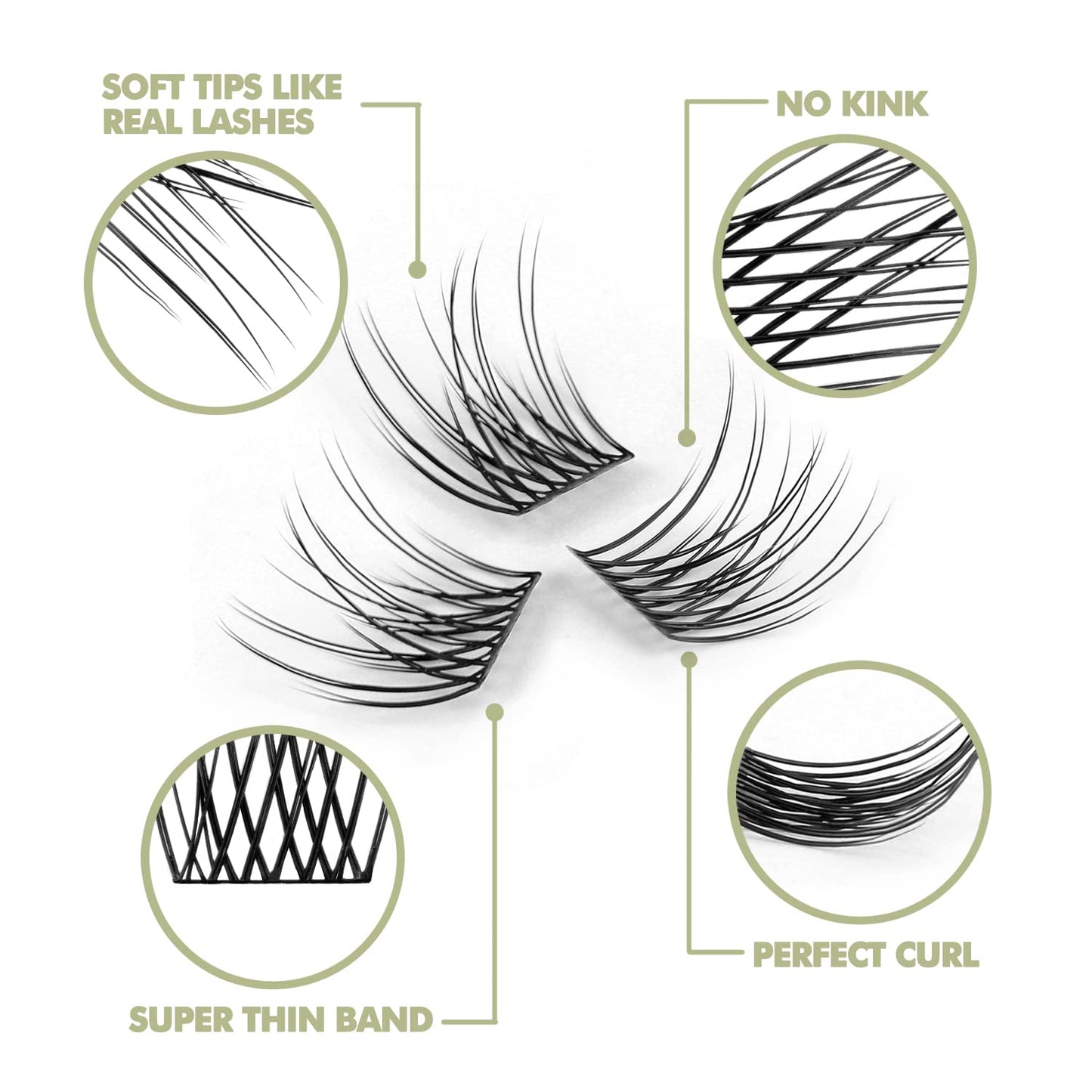 DIY Eyelash Extension, 3D Effect Glue Bonded Band Individual Lash 48 Clusters Volume Lashes Set, Home Eyelash Extension, C curl Lashes Pack 14MM-Natural-48 Clusters