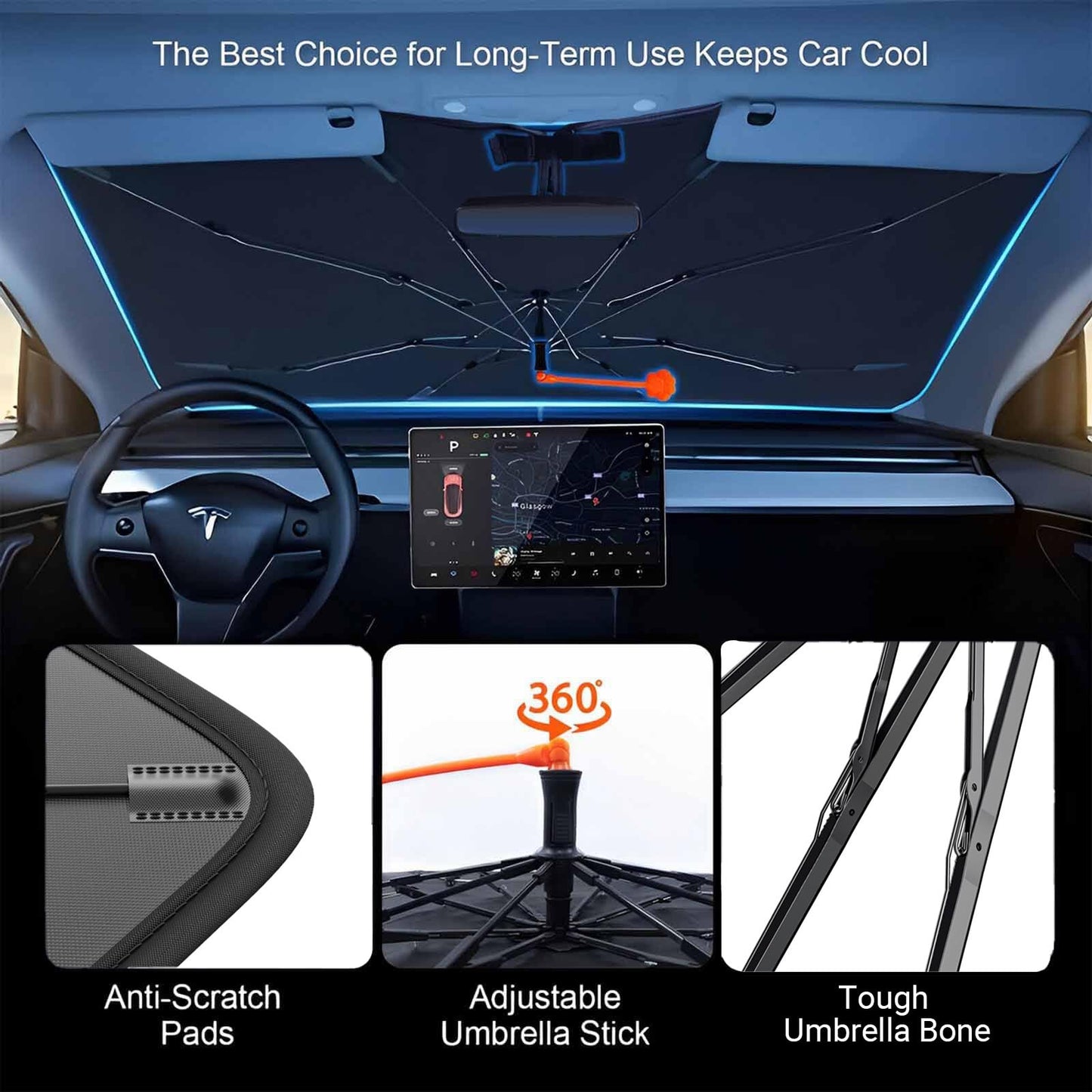 2025 Upgrade Funny Animals Car Windshield Sun Shade Umbrella 5 Layers Nano Coatings Frog Driving Car Front Window UV Block Sunshade Cover for Most Cars SUV Universal Size 57"x30"