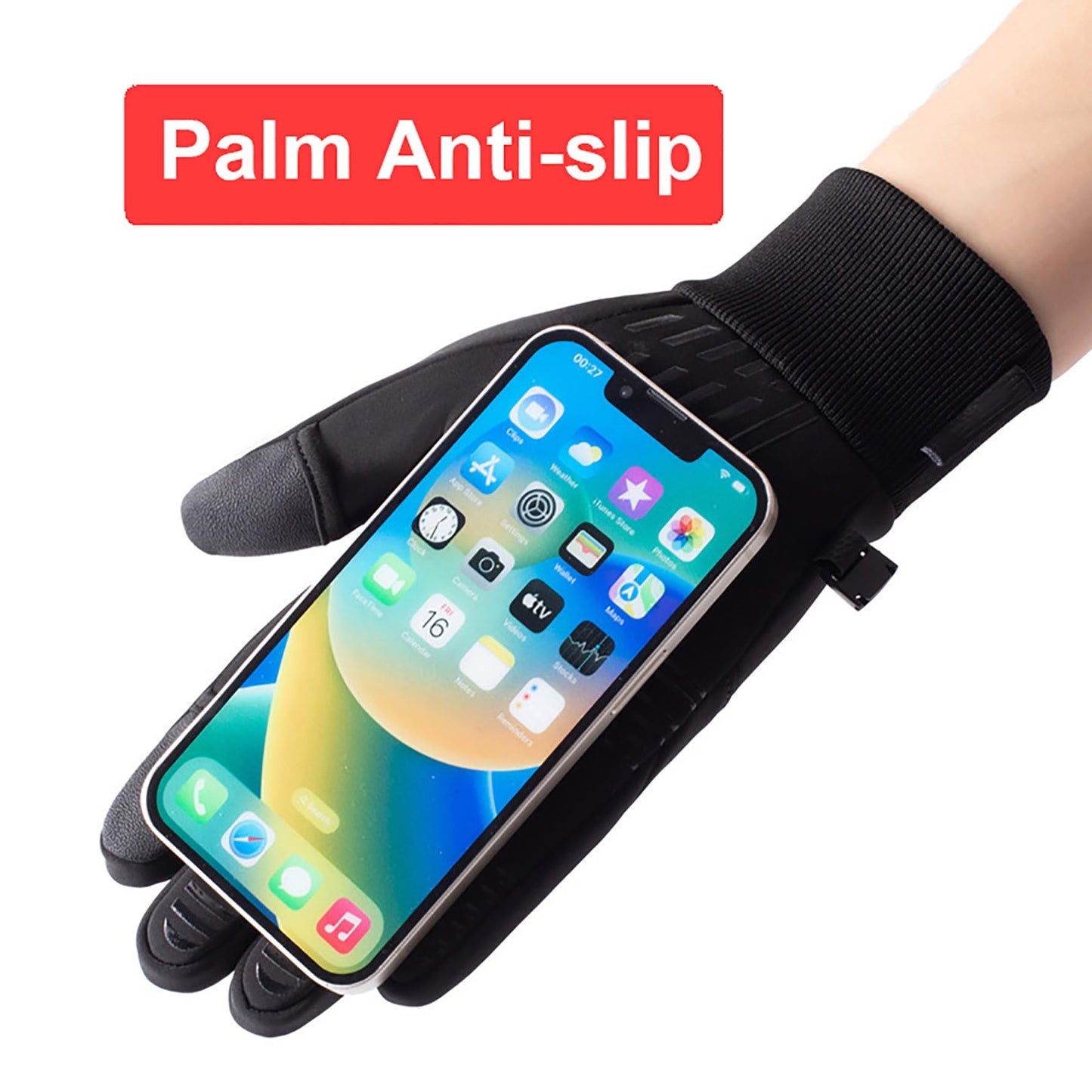 FunSpt Touchscreen Winter Gloves Cold Skiing Waterproof Warm Snow Gloves For Men And Women,Black M