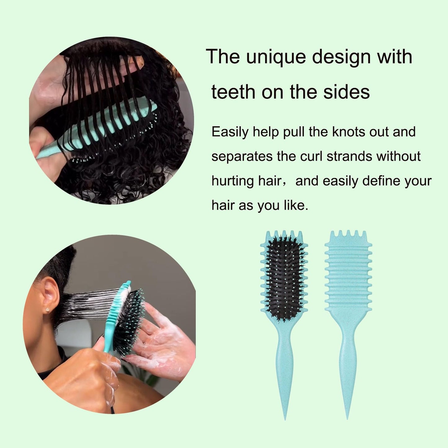 Cobsvika Curl Defining Brush-Curly Hair Brush Define Styling Brush for Curly Hair,Curl Brush for Curly Hair Wet,Shaping & Defining Curls for Women (Green)
