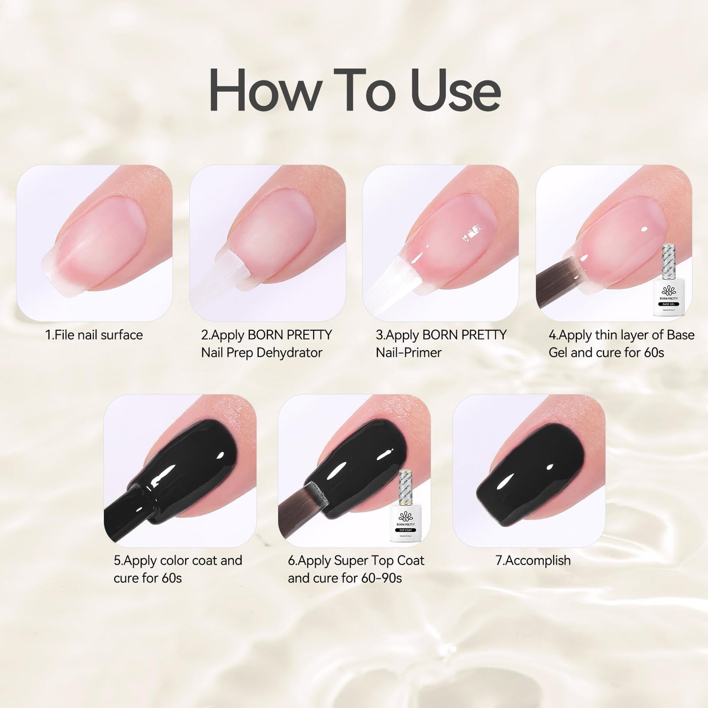 Born Pretty Gel Nail Polish No Wipe Top Coat-15ml Clear Nail Polish Shiny Long Lasting Top Gel for Clear Nail Gel and Acrylic Nails, for Home DIY and Nail Salon