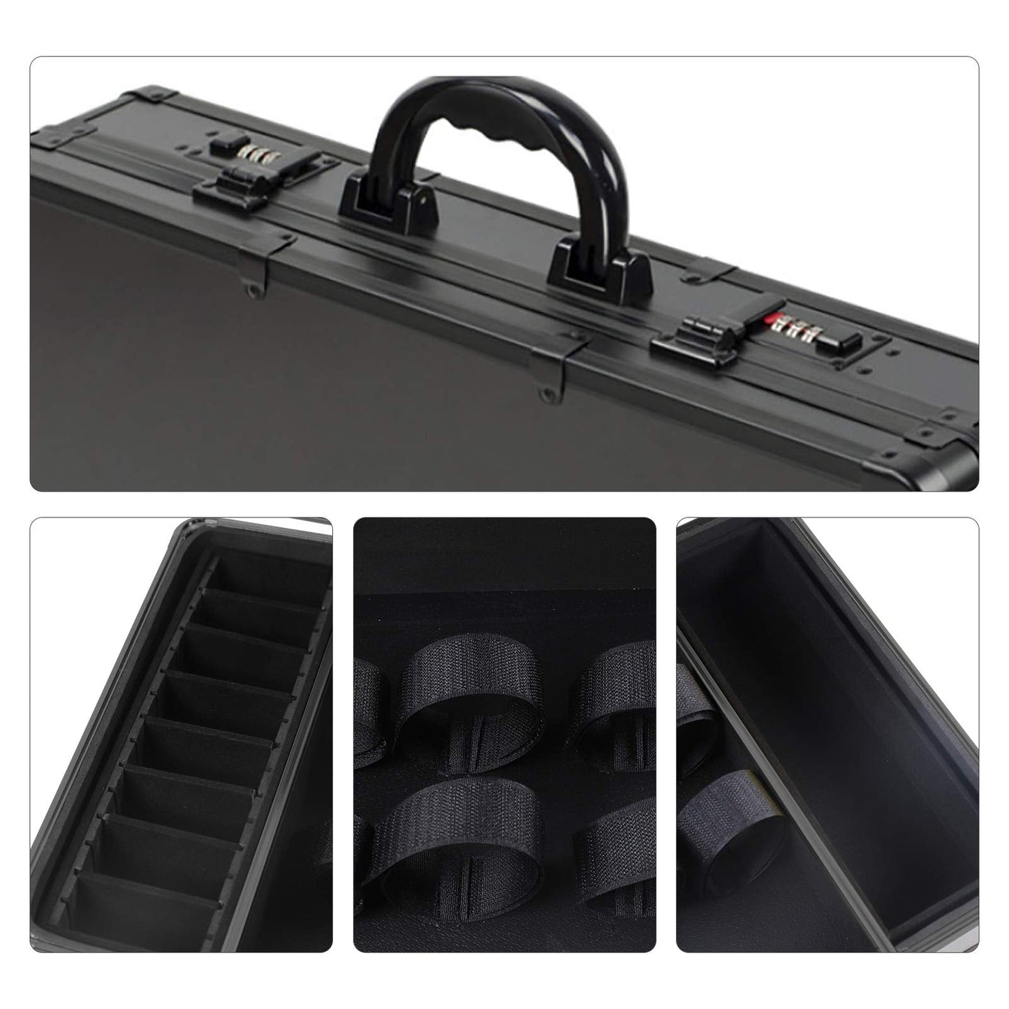 KONKENIE Carrying Case Scissors Storage with lock Portable Shears Clippers Trimmers Supplies Travel Barber Tool Organizer Box(All Black