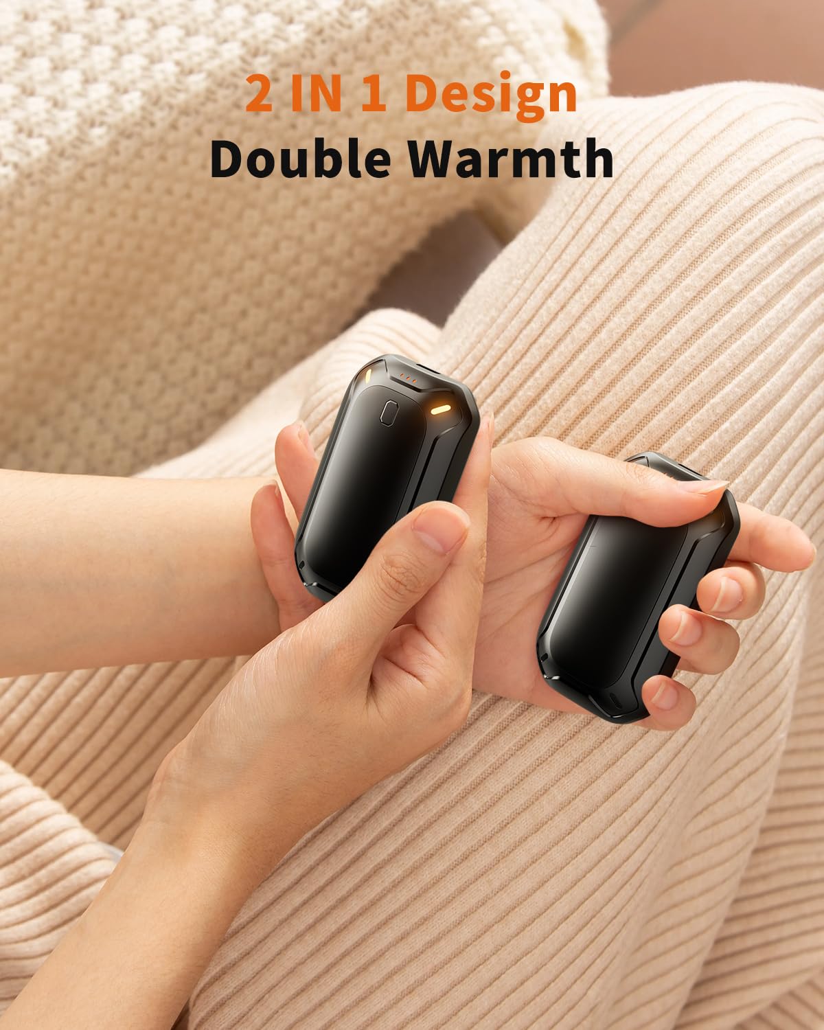 coldSky 2 Pack Hand Warmers Rechargeable, ššš®š¹ š š®š“š»š²šš¶š° Electric Hand Warmer, Double-Sided Warming Portable Heater Reusable, 12 Max Heating Time Pocket Hand Warmers Gifts Black