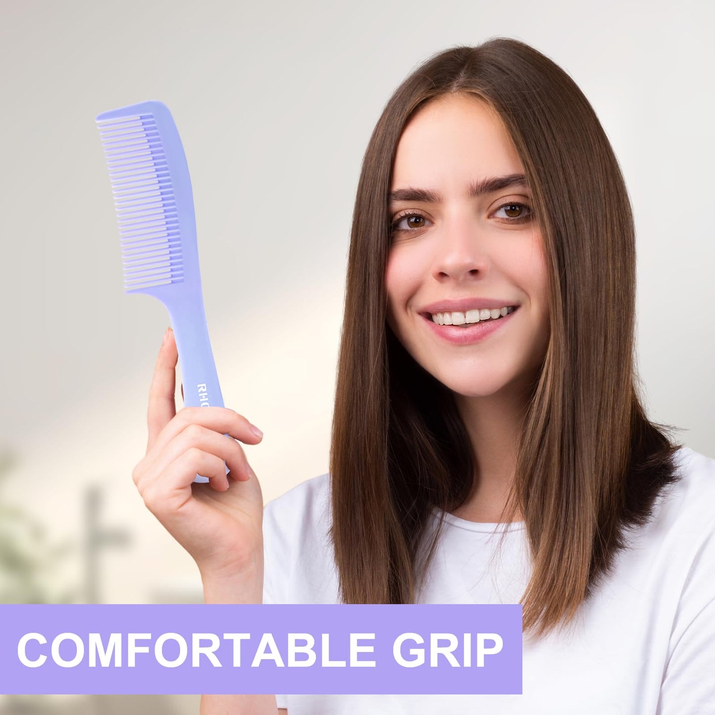 RHOS Detangling Hair Comb for Women,Hair Comb Set for Curly/Straight/Short/Thick Hair,Medium Tooth Comb for Wet and Dry Hair,Hair Detangler Comb(Pink&Purple)