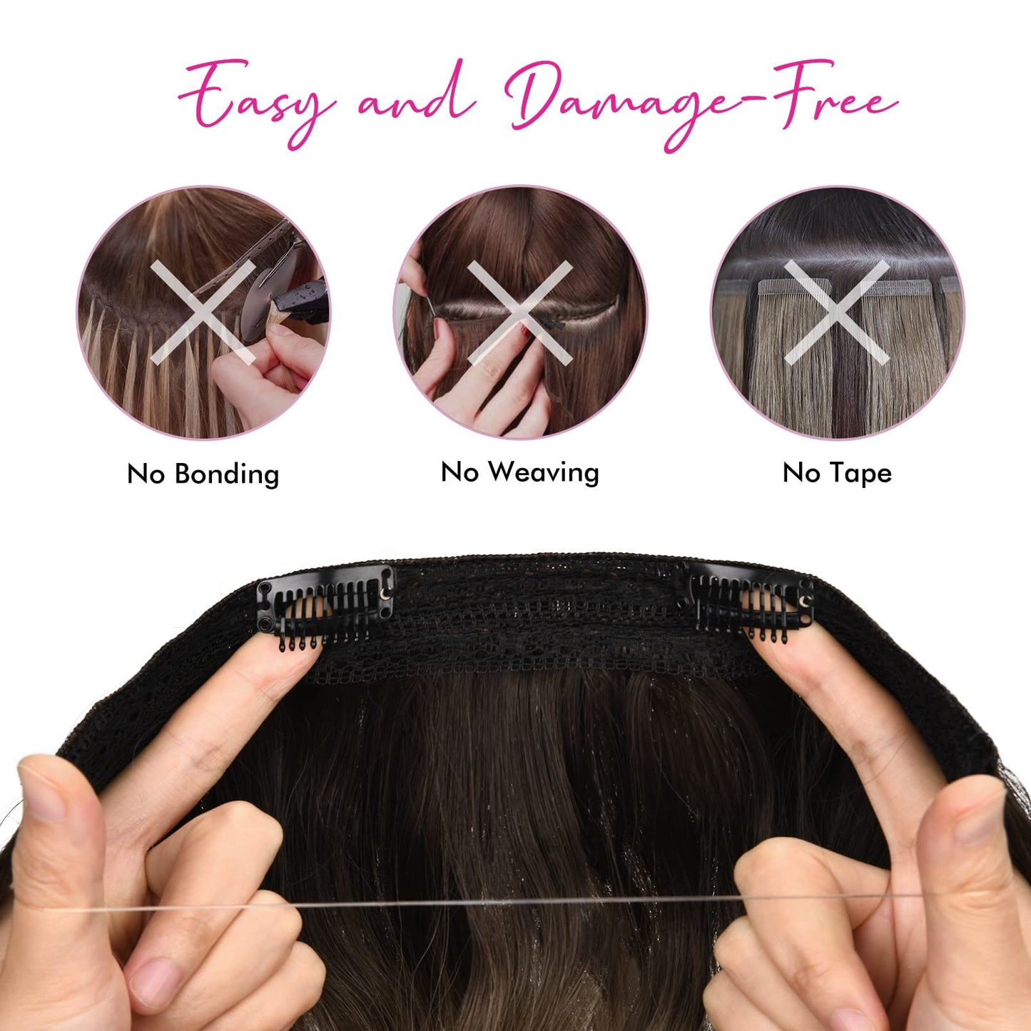 REECHO Invisible Wire Hair Extensions with Thinner Softer Lace Weft (Ash Blonde with Highlights, 20 Inch (Pack of 1))