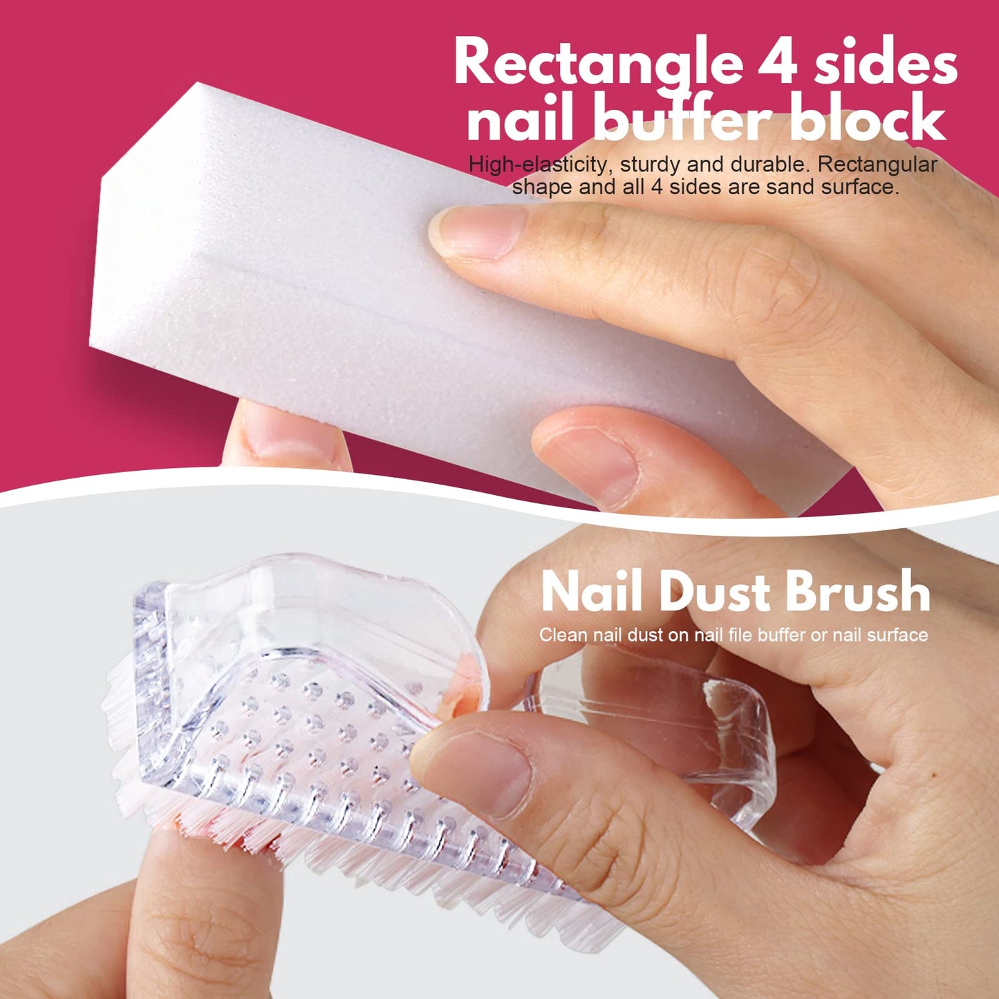 FANDAMEI Nail Care Kit, Cuticle Remover with File, Buffer, Block, Nipper, Pusher & Peeler. Pomegranate Cuticle Oil