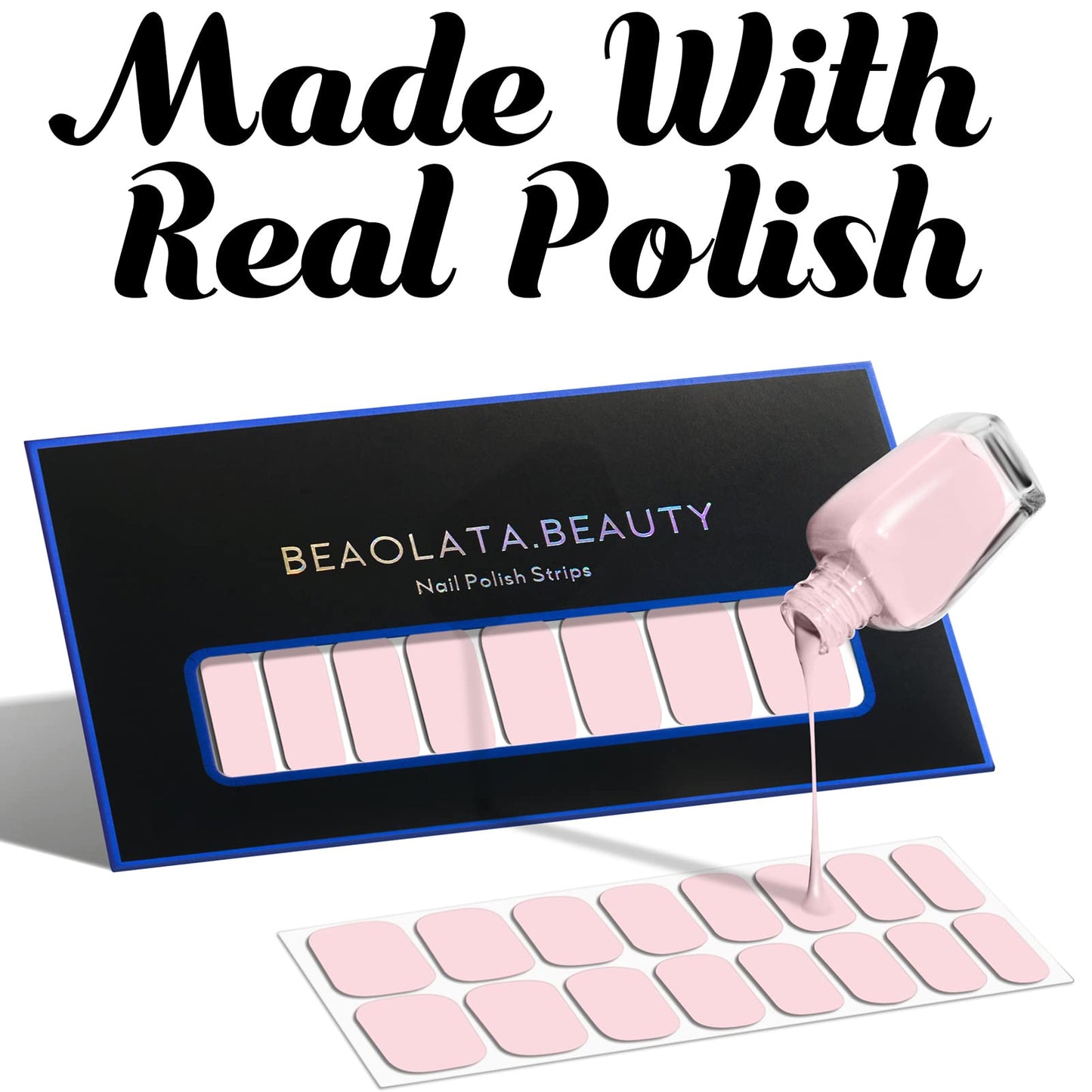 Beaolata Nail Polish Strips, 32PCS Salon Quality Wraps, Long Lasting Gel Nail Stickers for Women Easy Apply& Remove (Dark Purple&Glitter)