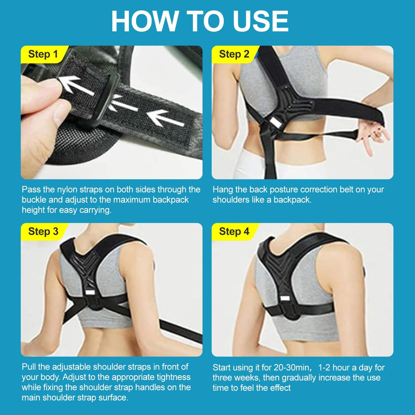 HYTAMY Posture Corrector for Men and Women - Adjustable Upper Back Brace, Breathable Back Corrector, Providing Pain Relief from Bad Posture, Waist, Neck, Shoulder, Clavicle, Back Pain (Medium)
