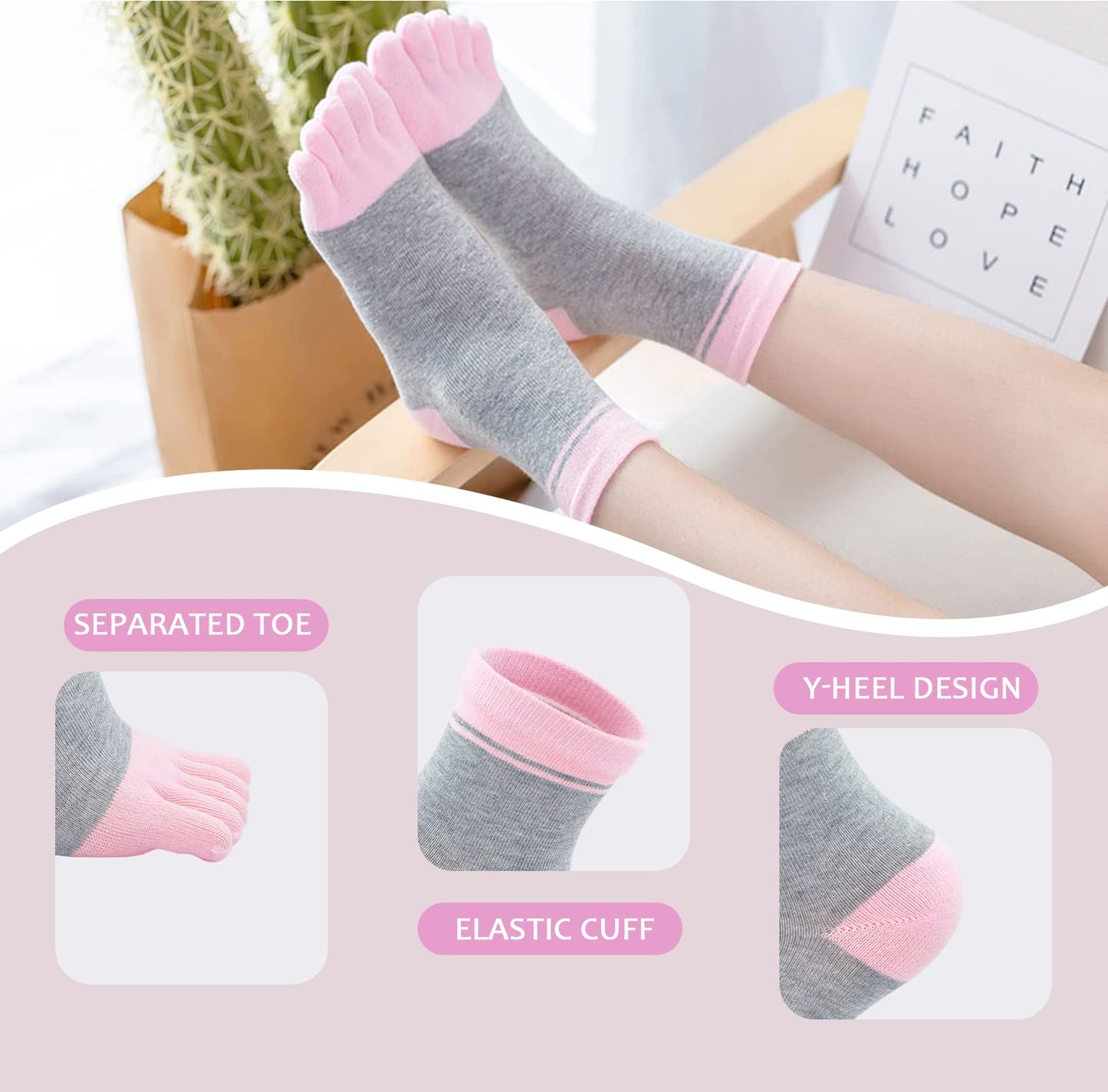 CaiDieNu Womens Toe Socks Animal Socks Cotton Five Finger Socks Colorful Funny Casual Crew Socks for Ladies