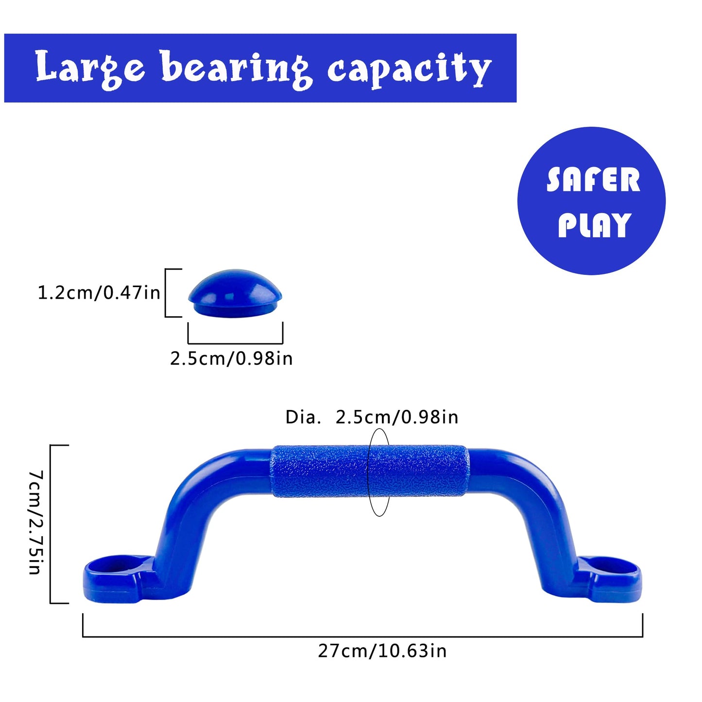 KINSPORY 10.6'' Climbing Handles, 4pc Playground Safety Handles Set, Kids Hand Grips for Swing Set, Climbing Frame, Play House, Climbing Frame - Blue