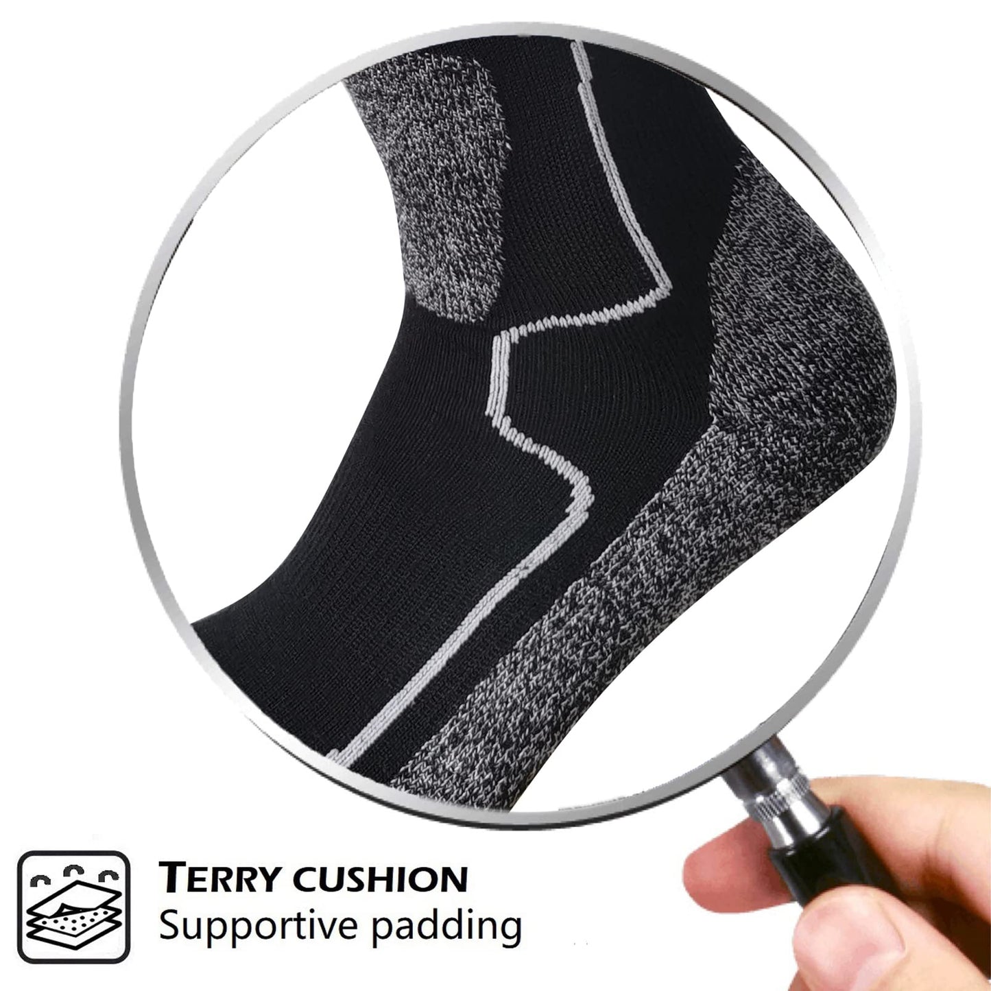 HIGHCAMP 2 Pairs Merino Wool Men Women Cold Weather Ski Snow Snowboard Socks for Skiing,Snowboarding,Winter Hunting (Black,L)