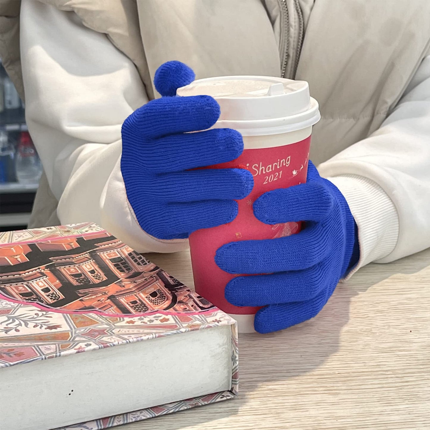 Evridwear Unisex Men Women Merino Wool String Knit Liner Gloves Provide Warmth Cool and Cold Seasons Skiing, Snowboarding, Cycling, Running, Climbing (Blue XL)