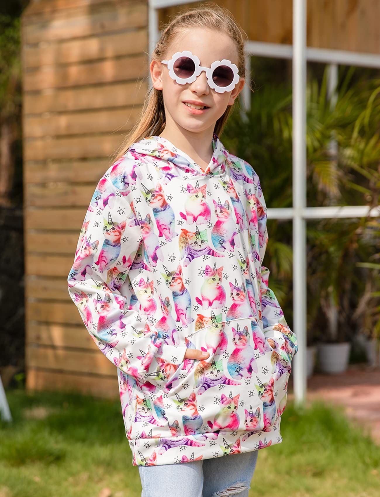 BFUSTYLE Kids Hoodies 4-6 Years Winter Clothes Cat Girls Sweatshirt Long Sleeve Little Girl Animal Pullover Hoody Size 6