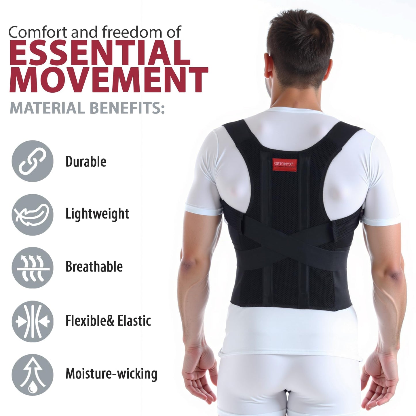 ORTONYX Comfort Posture Corrector for Men and Women Clavicle and Shoulder Support Back Brace, Fully Adjustable / 656A-X-Large